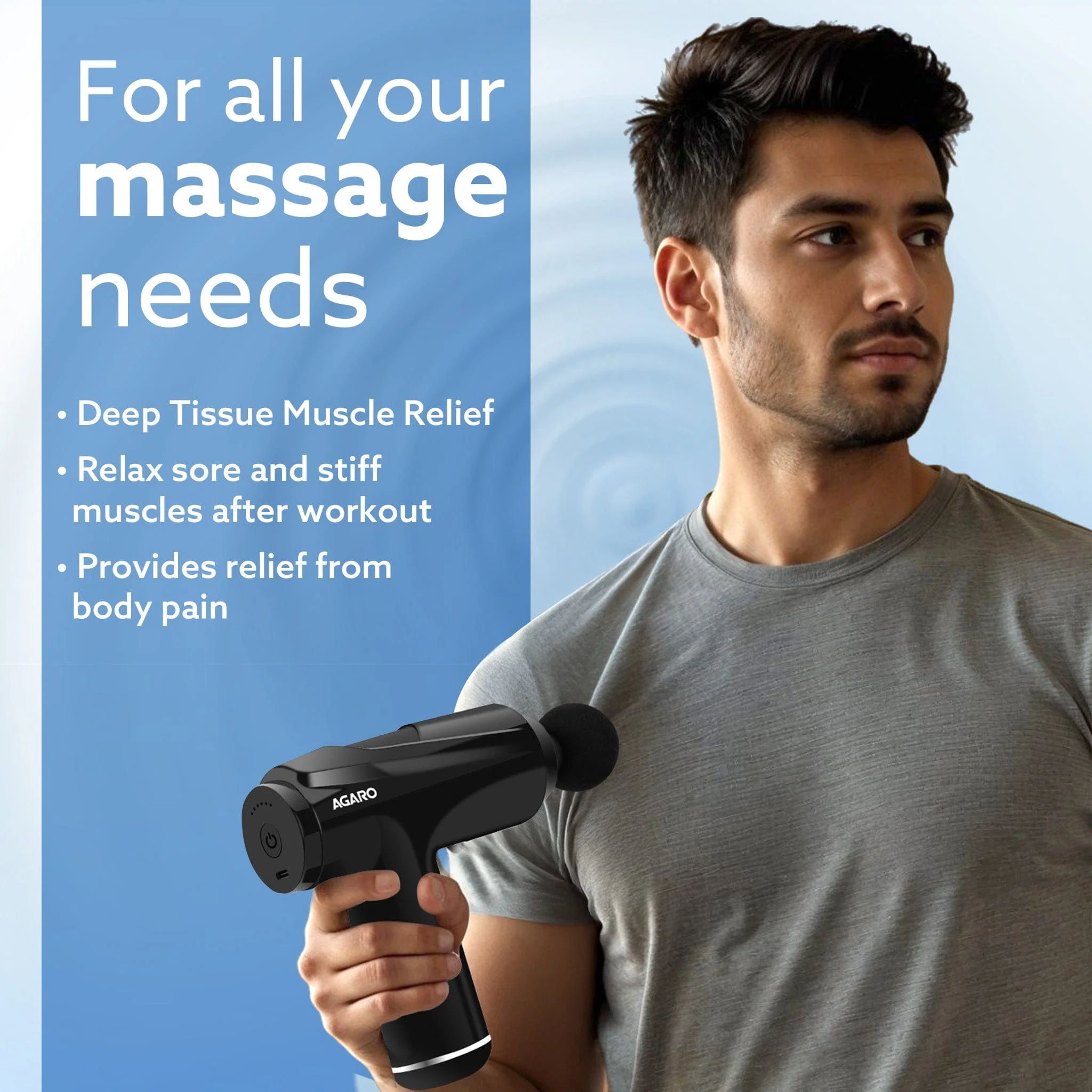 Primo Gun Massager, 4 Heads, 6 Speed, Rechargeable, Handheld, Deep Tissue Muscle Massager for Full Body Relief, Muscle Relaxation of Neck, Shoulder, Back, Foot for Men & Women, Black. - Image 6