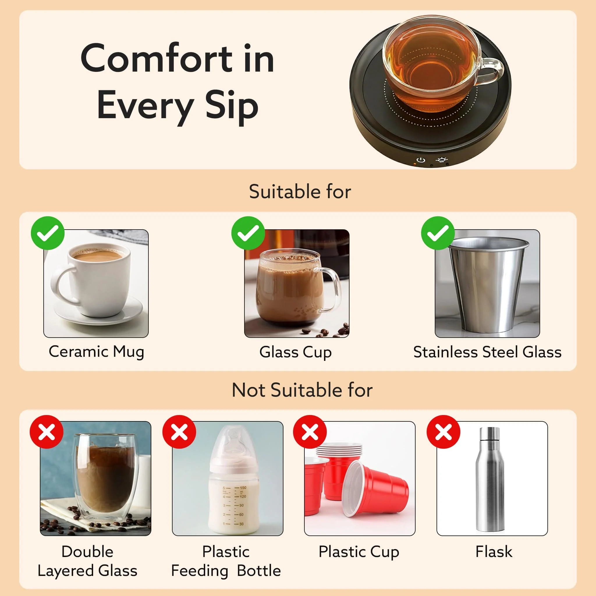 Regal Coffee Mug Warmer – Cup Heater for Coffee-Tea, Milk & Hot Drinks, Portable Electric Heating Pad with Constant Temperature, for Home, Office & Travel - Image 8