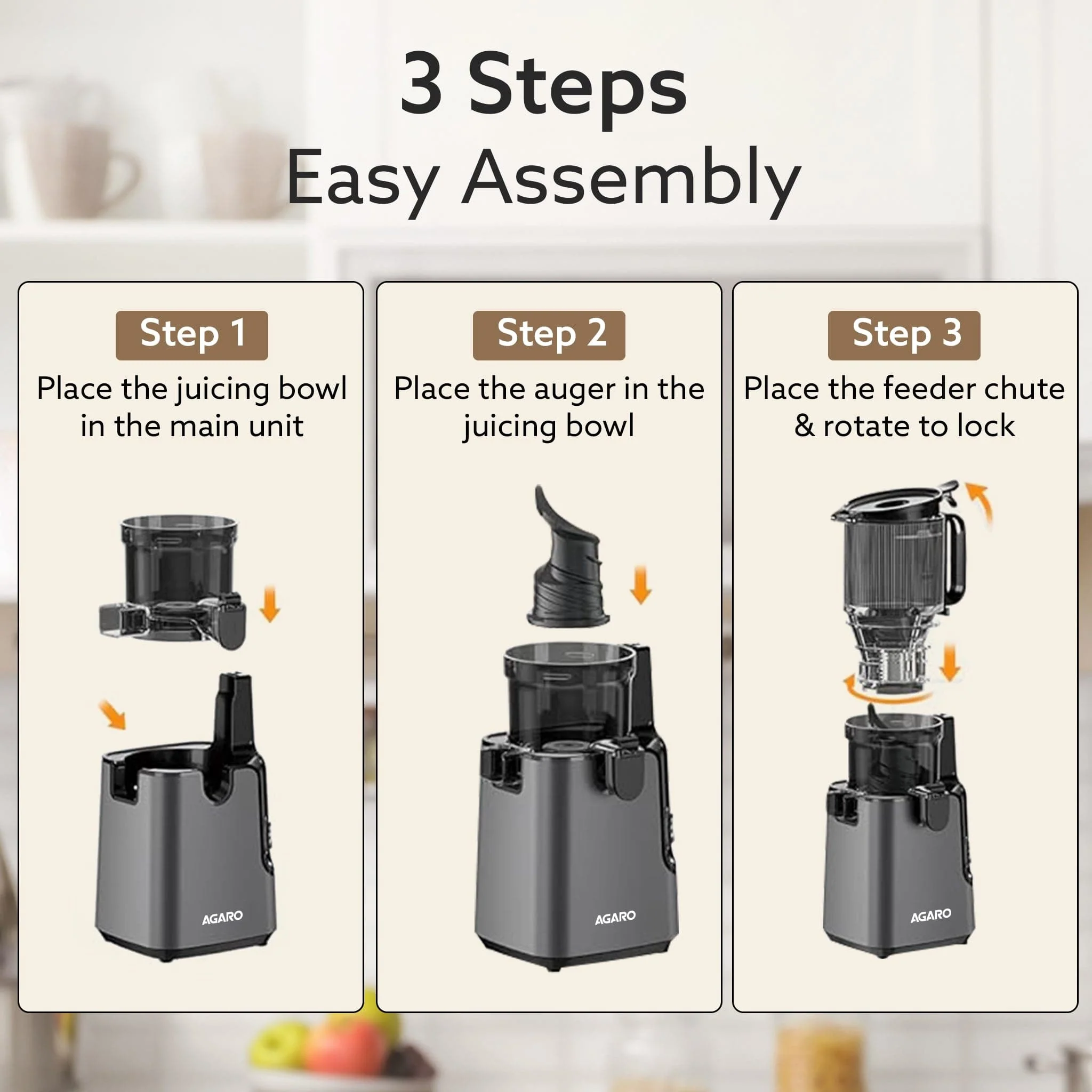 Regal Cold Press Slow Juicer, 250 Watt DC Motor, Easy Assembly & Cleaning, Auto Reverse, Advanced Safety Lock, Fruit & Vegetable Juicer & Nut Milk, Stainless Steel Filter, BPA Free Plastic - Image 6