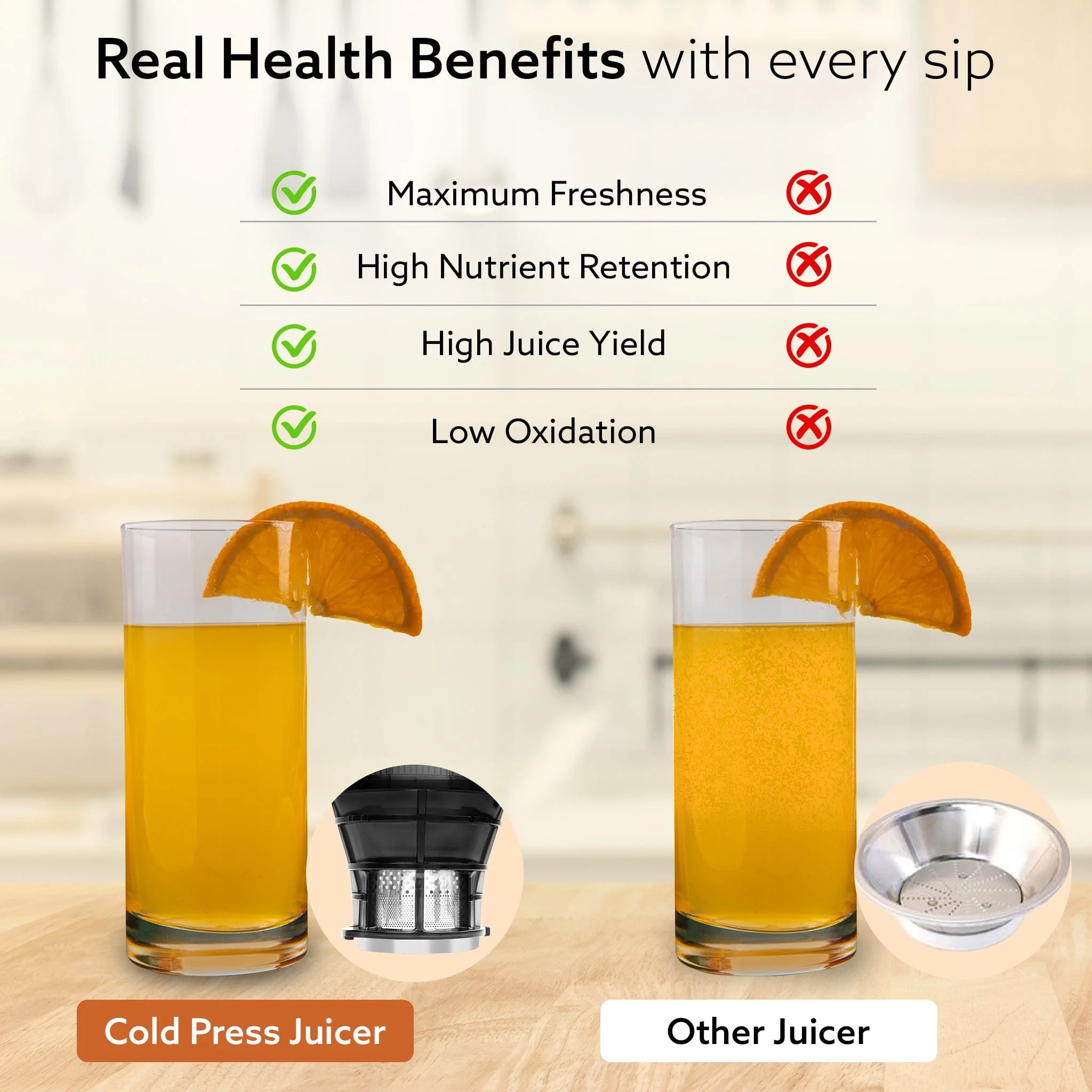 Regal Cold Press Slow Juicer, 250 Watt DC Motor, Easy Assembly & Cleaning, Auto Reverse, Advanced Safety Lock, Fruit & Vegetable Juicer & Nut Milk, Stainless Steel Filter, BPA Free Plastic - Image 7