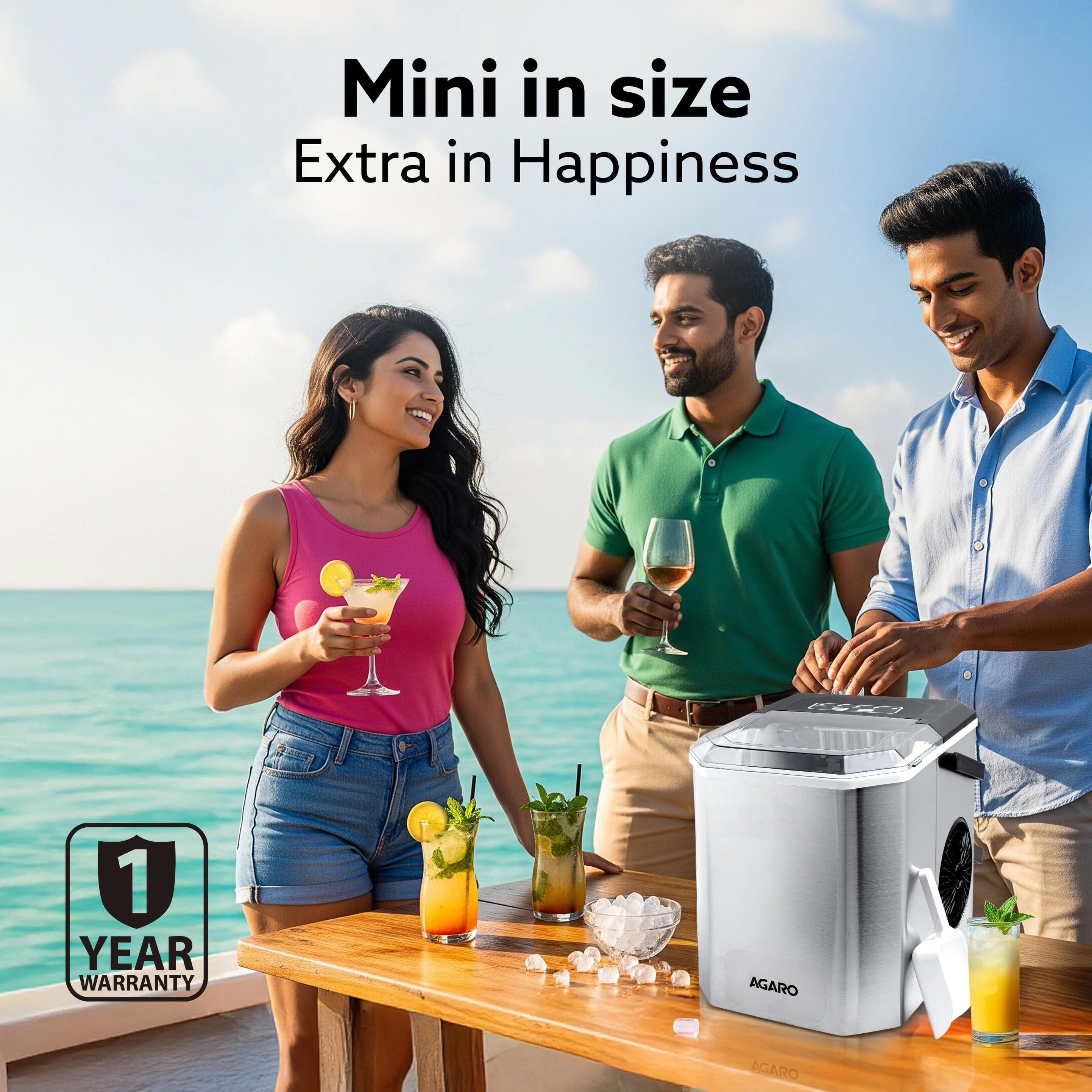Regal Ice Maker, Compact Ice Maker, 1.2L water Tank, 9 Pcs bullet Ice Cube at a time, Stainless Steel Body - Image 3