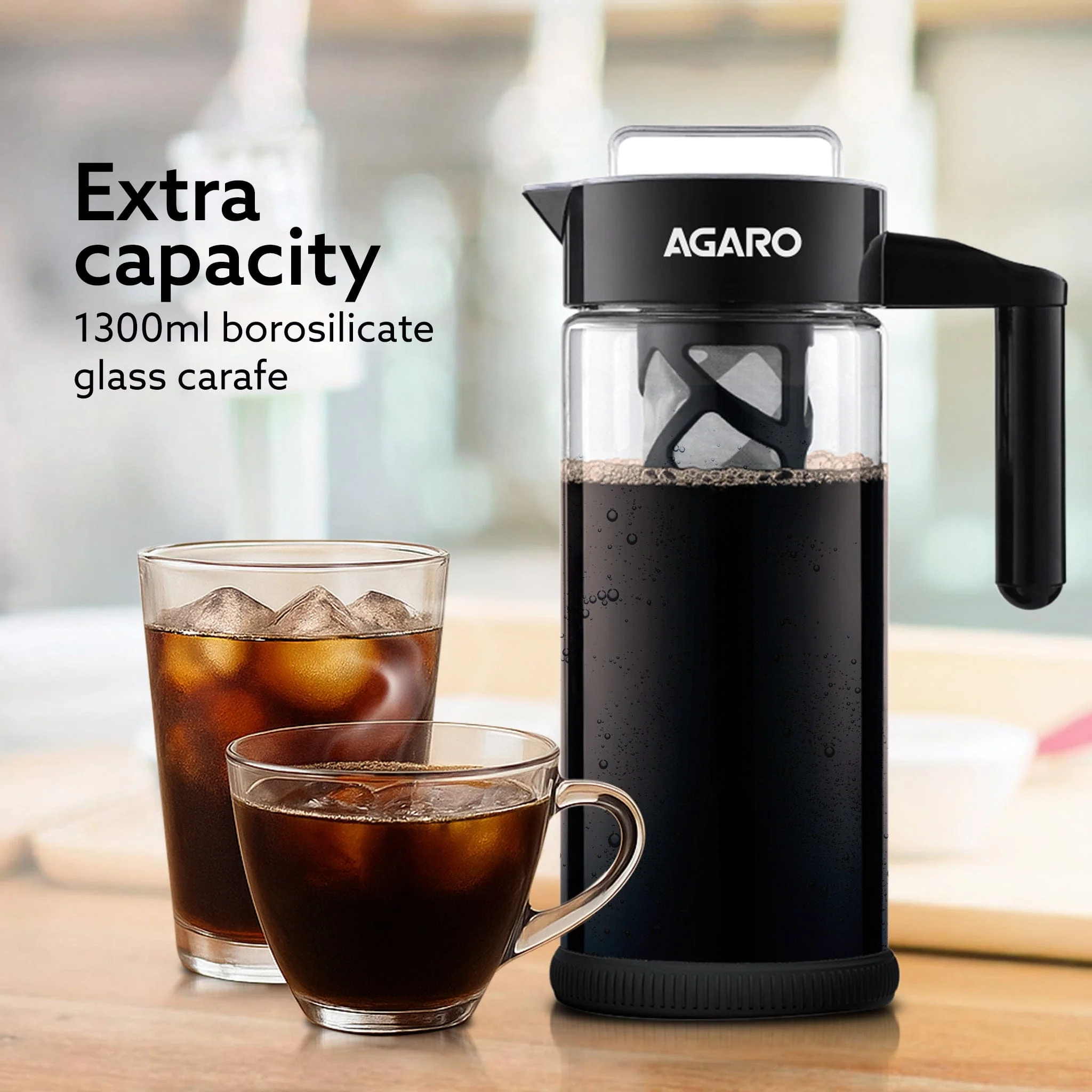 Regal Iced Brew Coffee Maker & Iced Tea Brewer – 1.3 L Borosilicate Glass Pitcher, Food Graded BPA Free Silicon with Reusable Mesh Filter – Dishwasher Safe – Ideal for Home & Travel - Image 7