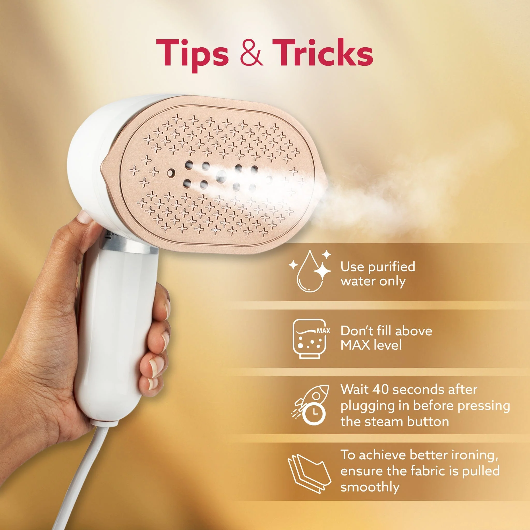 Regal Mini Garment Steamer, 1200 Watts, Wrinkle Remover, Fast Heating, Scratch Resistant Titanium Coated Plate, 2In1 Horizontal Vertical Use - Image 4