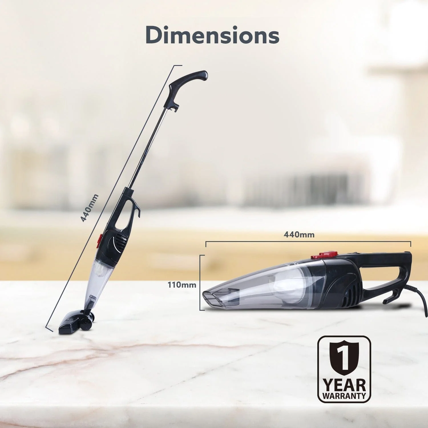 Regal Plus Upright Vacuum Cleaner, 2-in-1, Handheld & Stick, Dry Vacuuming, for Home Use, 800 Watts, 6.5 kPa Suction Power, Bagless, Black - Image 6