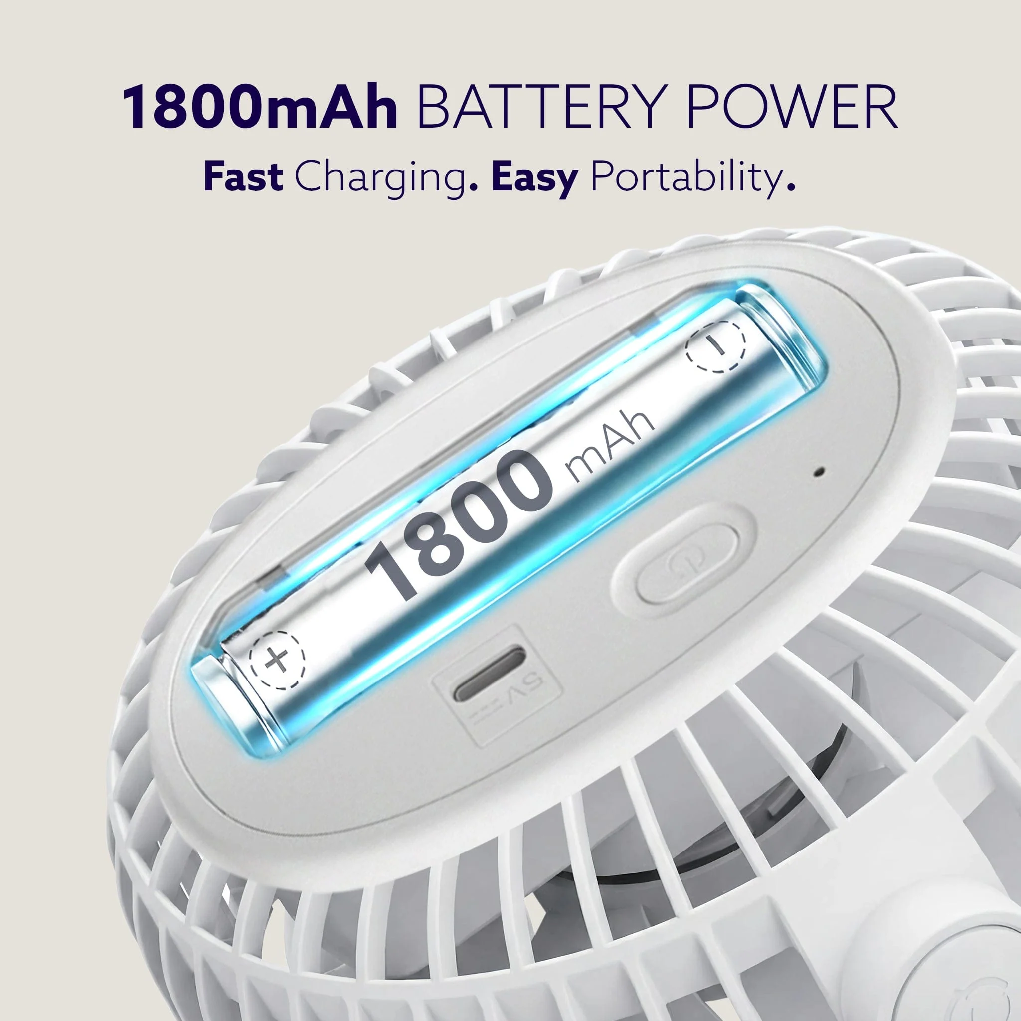 Regal Portable Clamp Fan | Rechargeable USB-C Compatible Table Fan with 3 Speeds, Multi-Clip Function, 3400 RPM & 5 Hours Runtime | 5-Inch Quiet Mini Fan for Home, Office, Car & Kitchen | White - Image 3