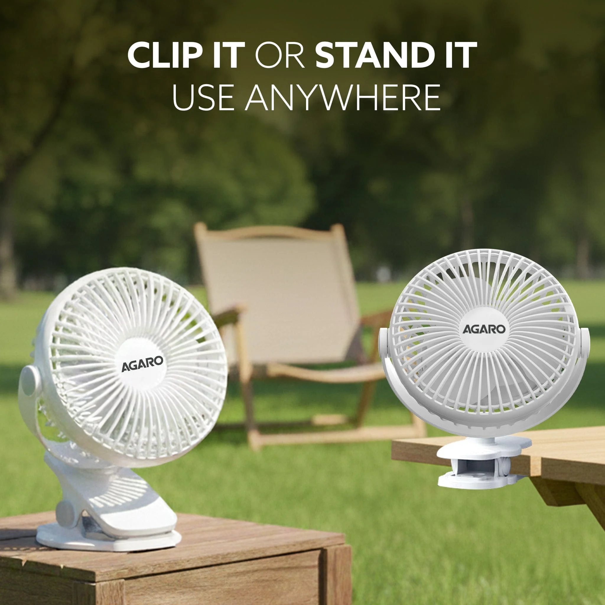 Regal Portable Clamp Fan | Rechargeable USB-C Compatible Table Fan with 3 Speeds, Multi-Clip Function, 3400 RPM & 5 Hours Runtime | 5-Inch Quiet Mini Fan for Home, Office, Car & Kitchen | White - Image 6