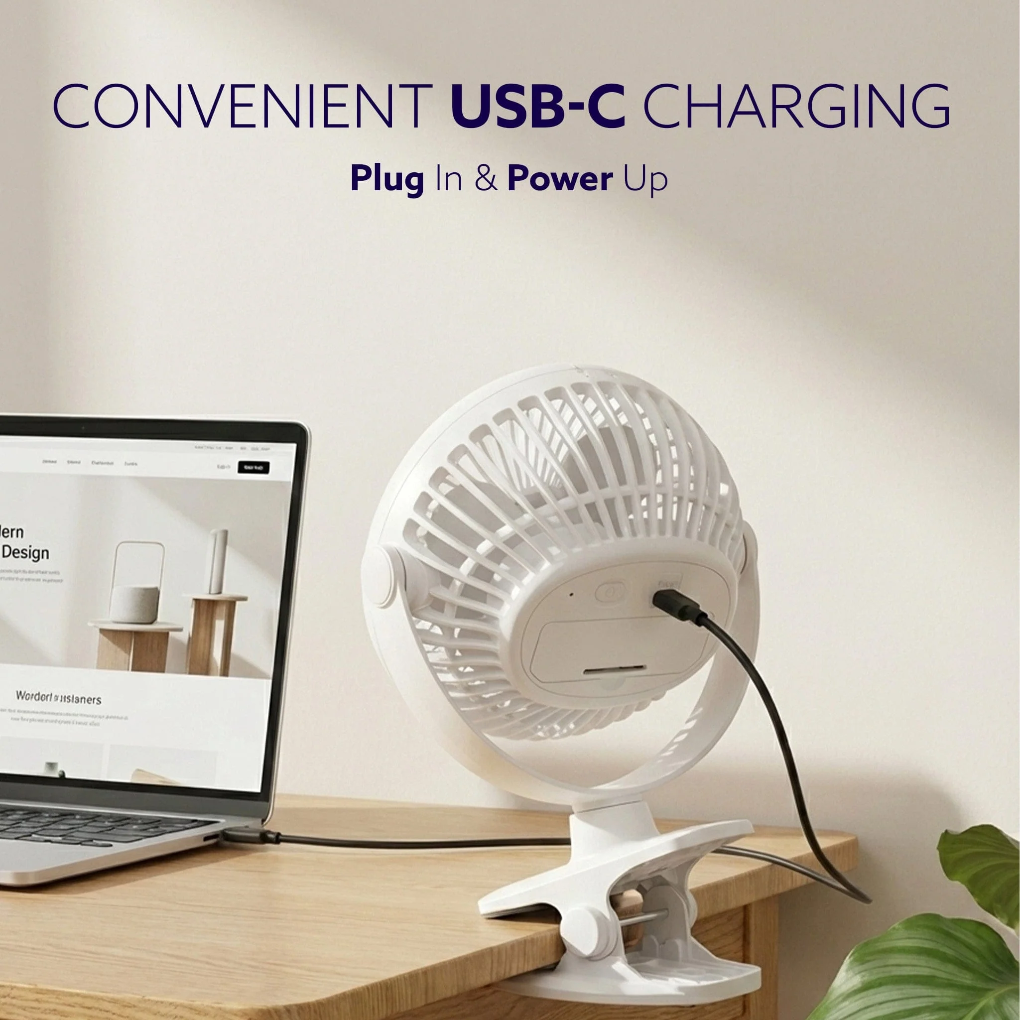 Regal Portable Clamp Fan | Rechargeable USB-C Compatible Table Fan with 3 Speeds, Multi-Clip Function, 3400 RPM & 5 Hours Runtime | 5-Inch Quiet Mini Fan for Home, Office, Car & Kitchen | White - Image 7