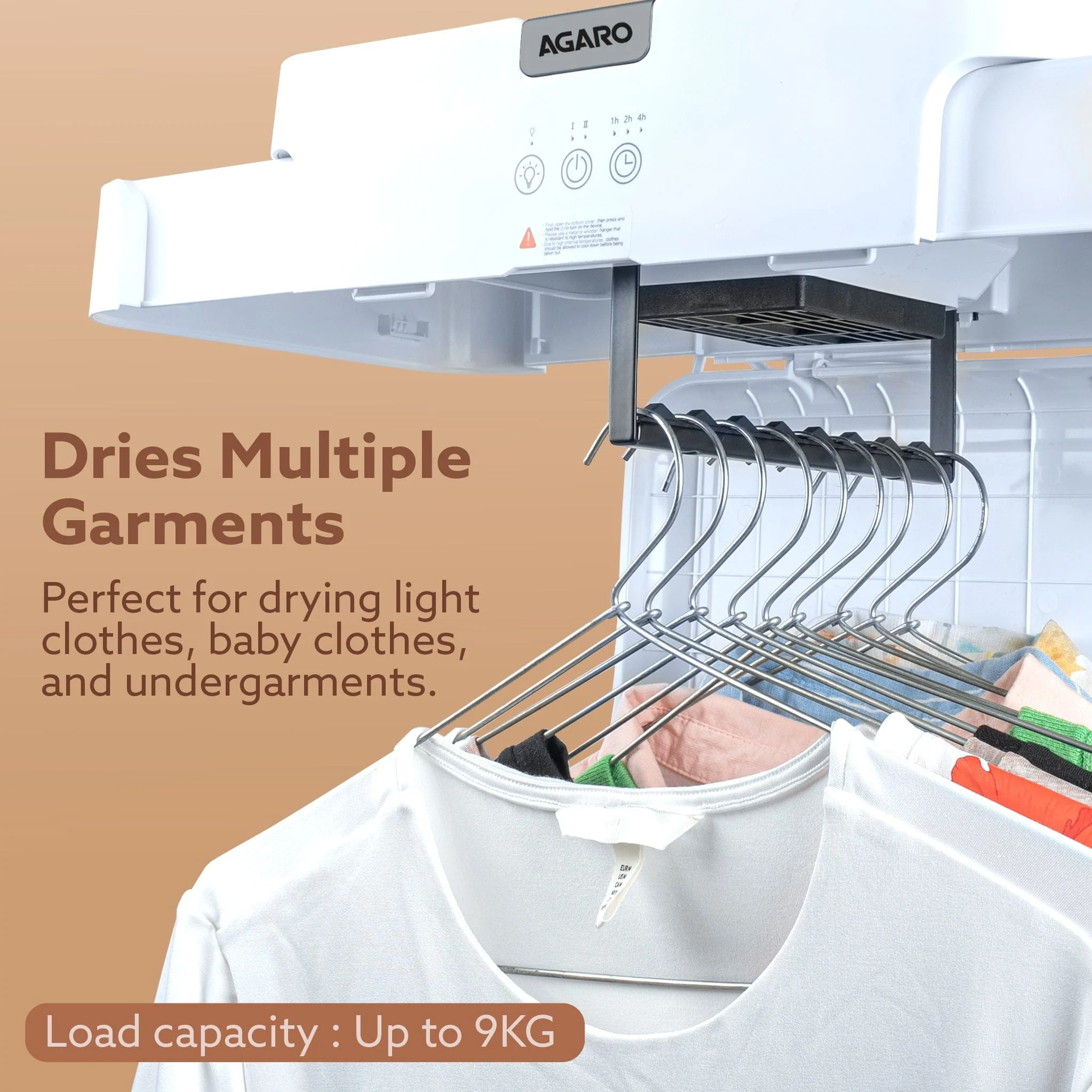 Regal Portable Clothes Dryer, Automatic Clothes Warmer Machine with Hanger,103L Capacity, 9 Pieces at a time, 600W, 9V, Ideal for Home, Travel, Baby Clothing, Towels, and Wet Laundry - Image 10