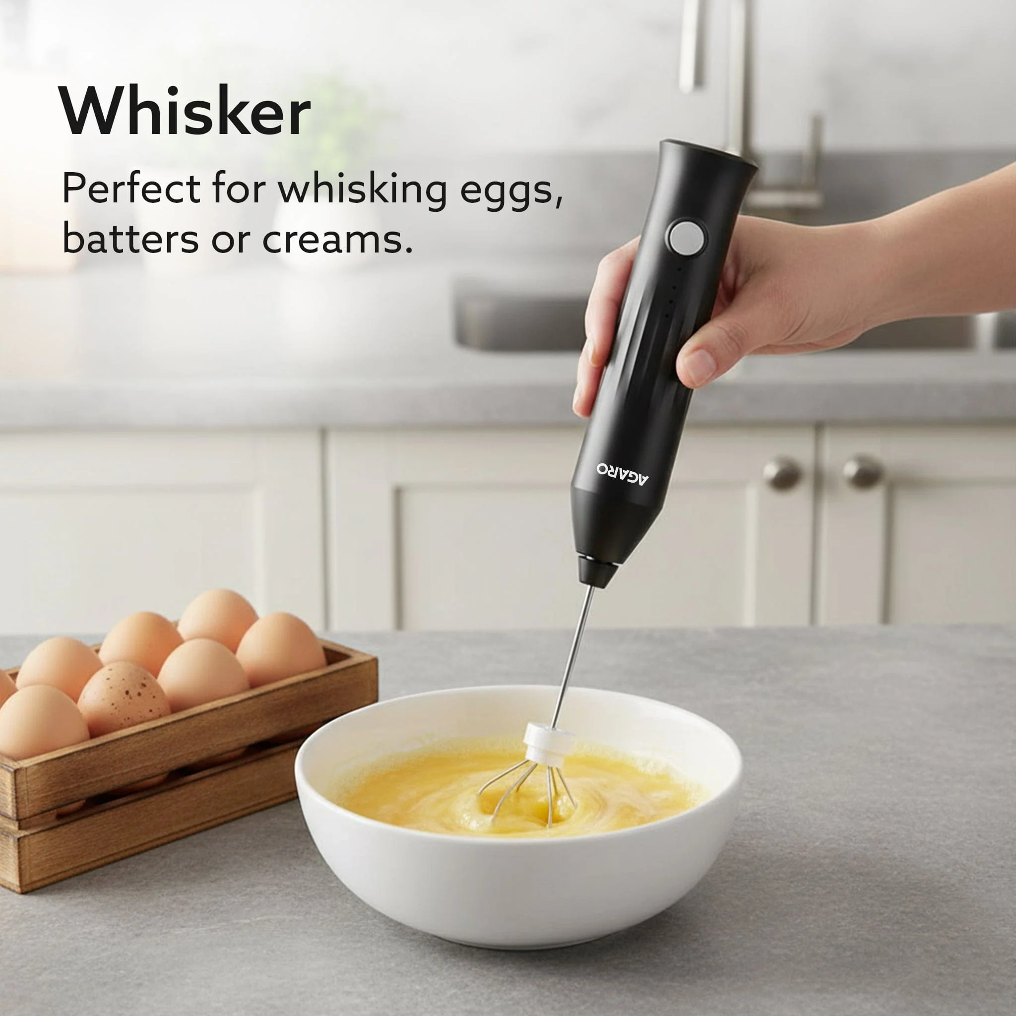 Regal Rechargeable Milk Frother, 3-Speed Handheld Electric Whisk with Stand, Portable Mixer for Coffee, Lattes, Hot Chocolates, Shakes & Eggs, Home & Office Use, Stainless Steel - Image 3