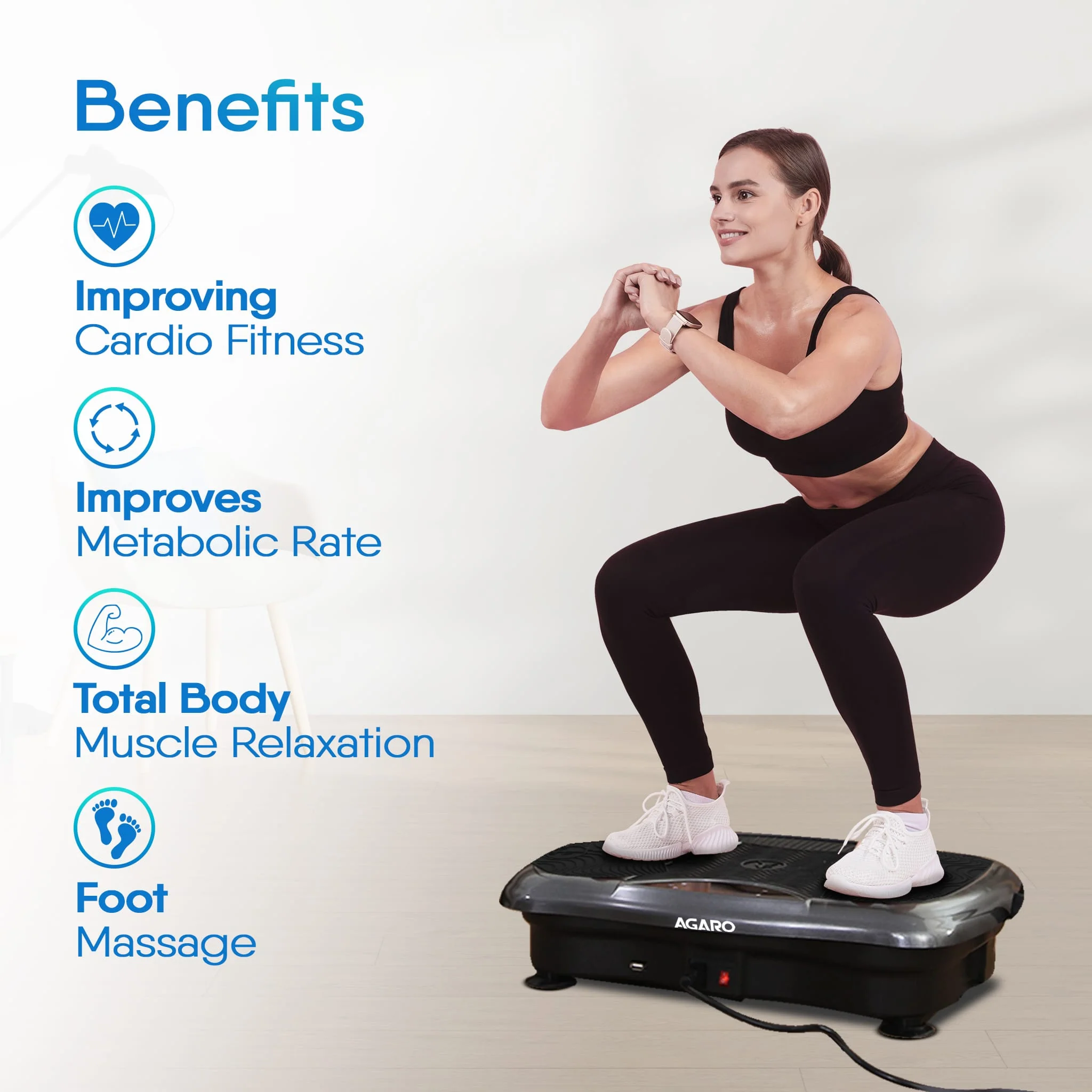 Regal Vibration Plate Massager, Home & Gym Workout Machine for Muscle Toning, Calorie Burning, Massaging & Weight Loss Comes with 5 Program Mode with Remote,2 Balance Straps, Black - Image 3