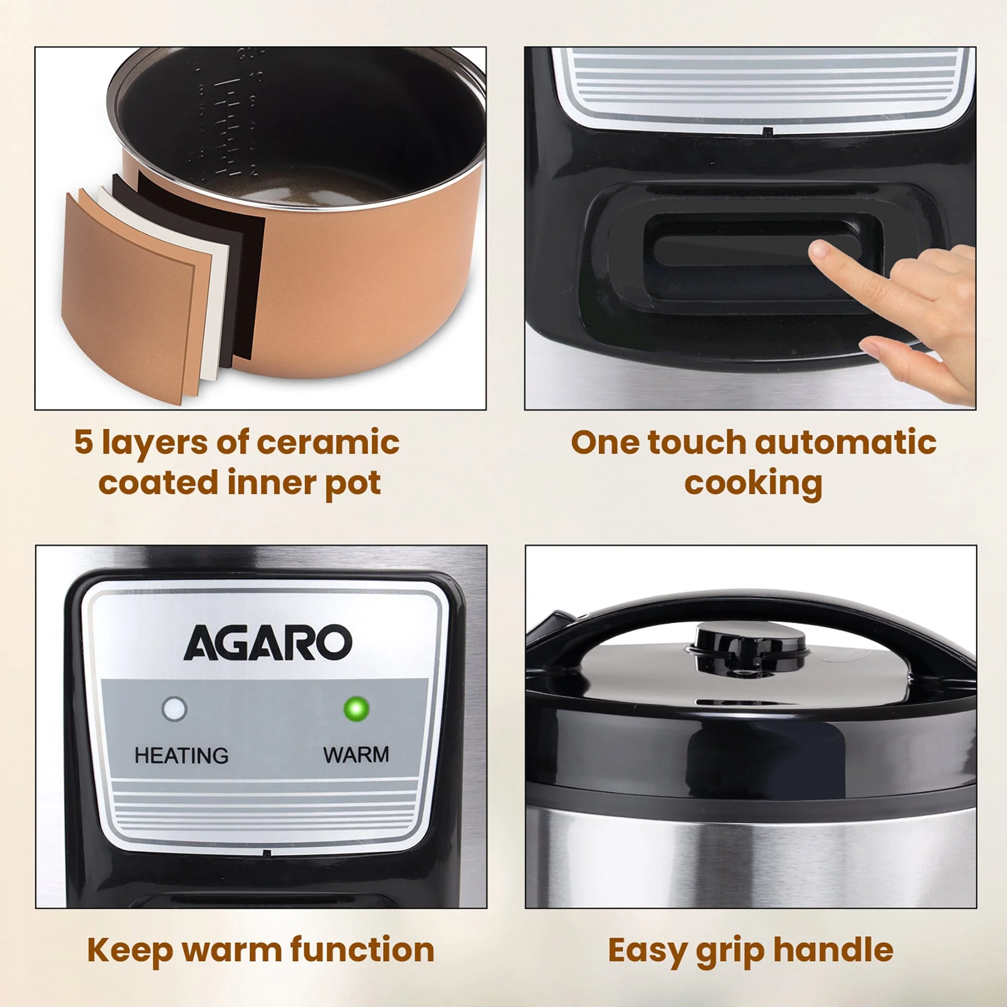 Regency Electric Rice Cooker - 5L - Silver & B - Image 4