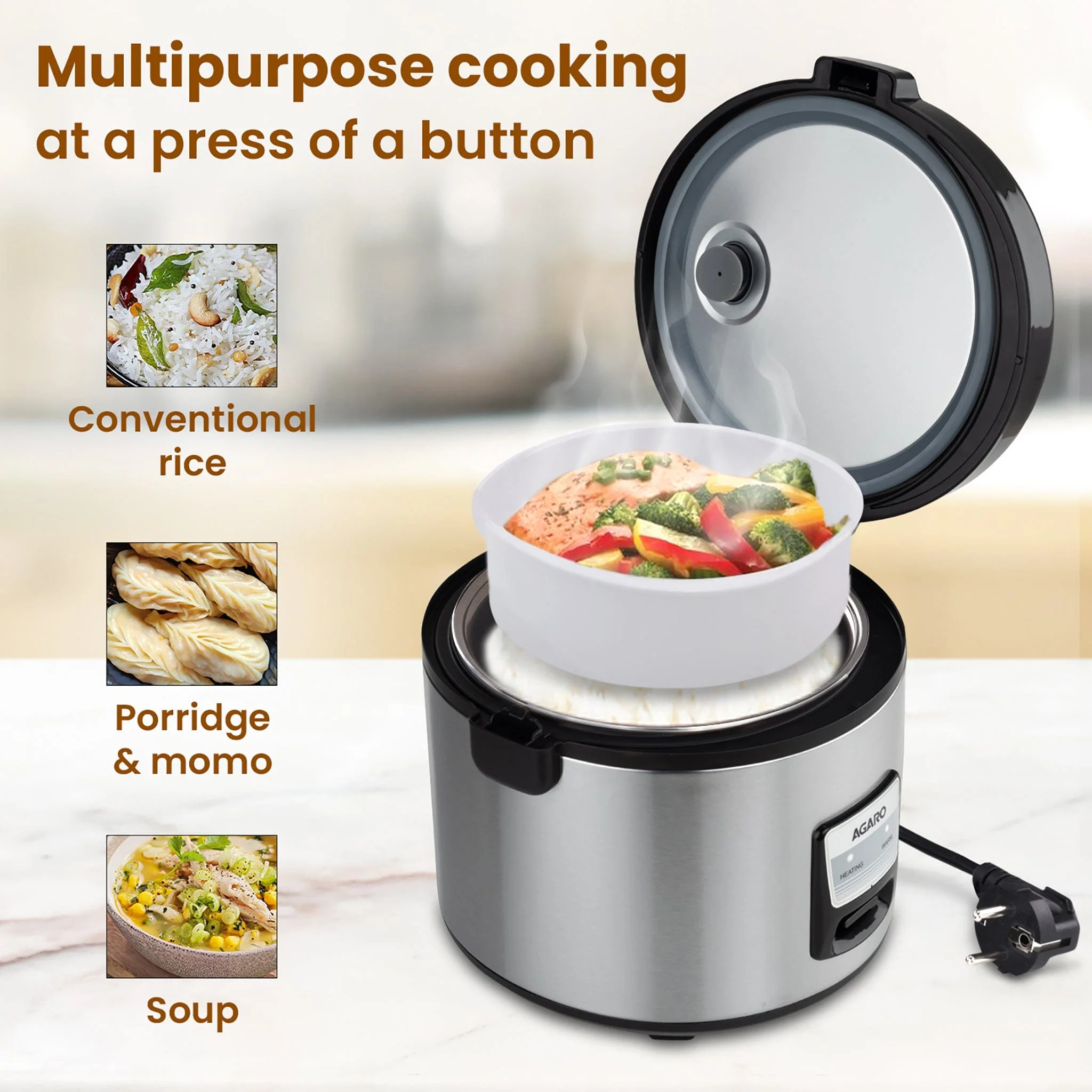 Regency Electric Rice Cooker - 5L - Silver & B - Image 5