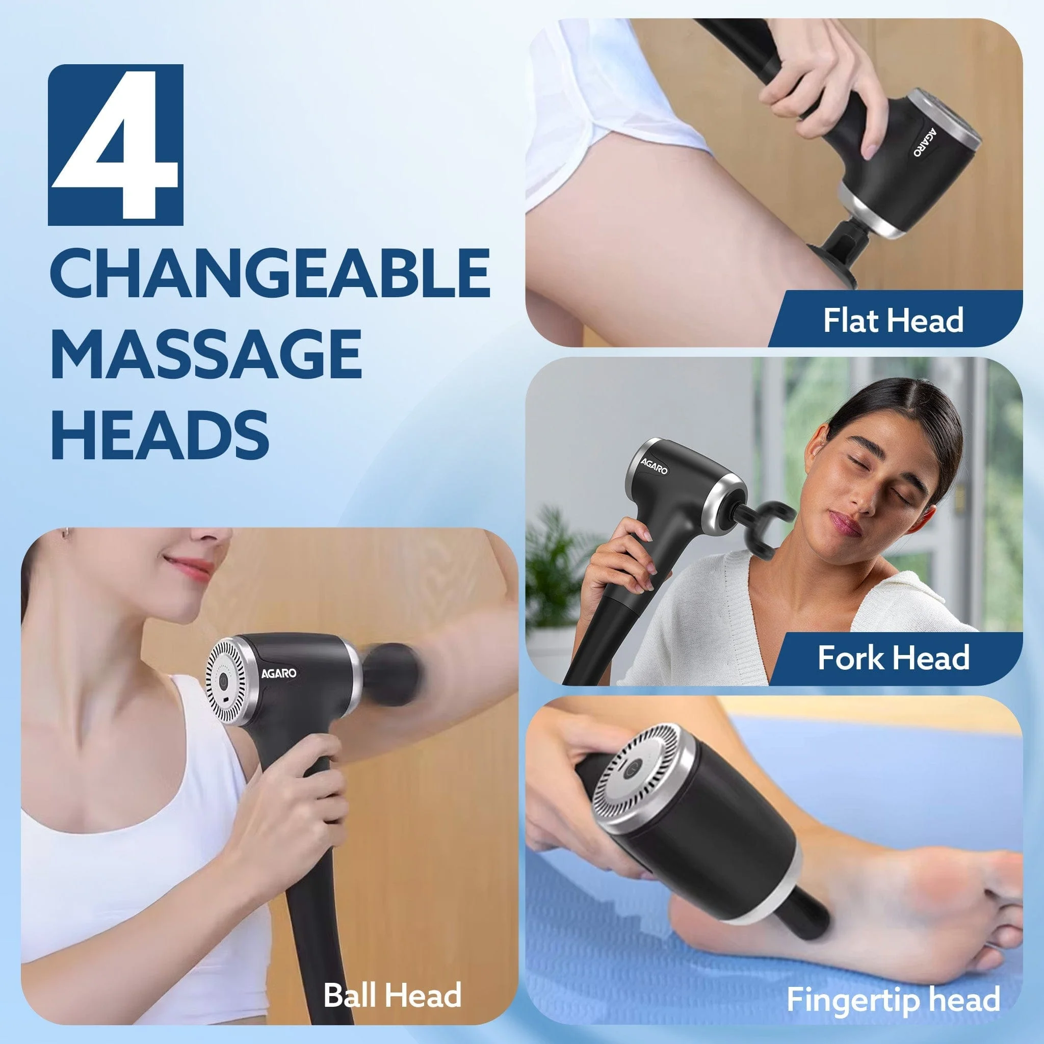 Regency Gun Massager, 4 Heads, 13 Speed, Rechargeable, Handheld, Percussion Muscle Massager for Full Body Pain Relief, Muscle Relaxation of Neck, Shoulder, Back, Foot for Men & Women, Black - Image 10