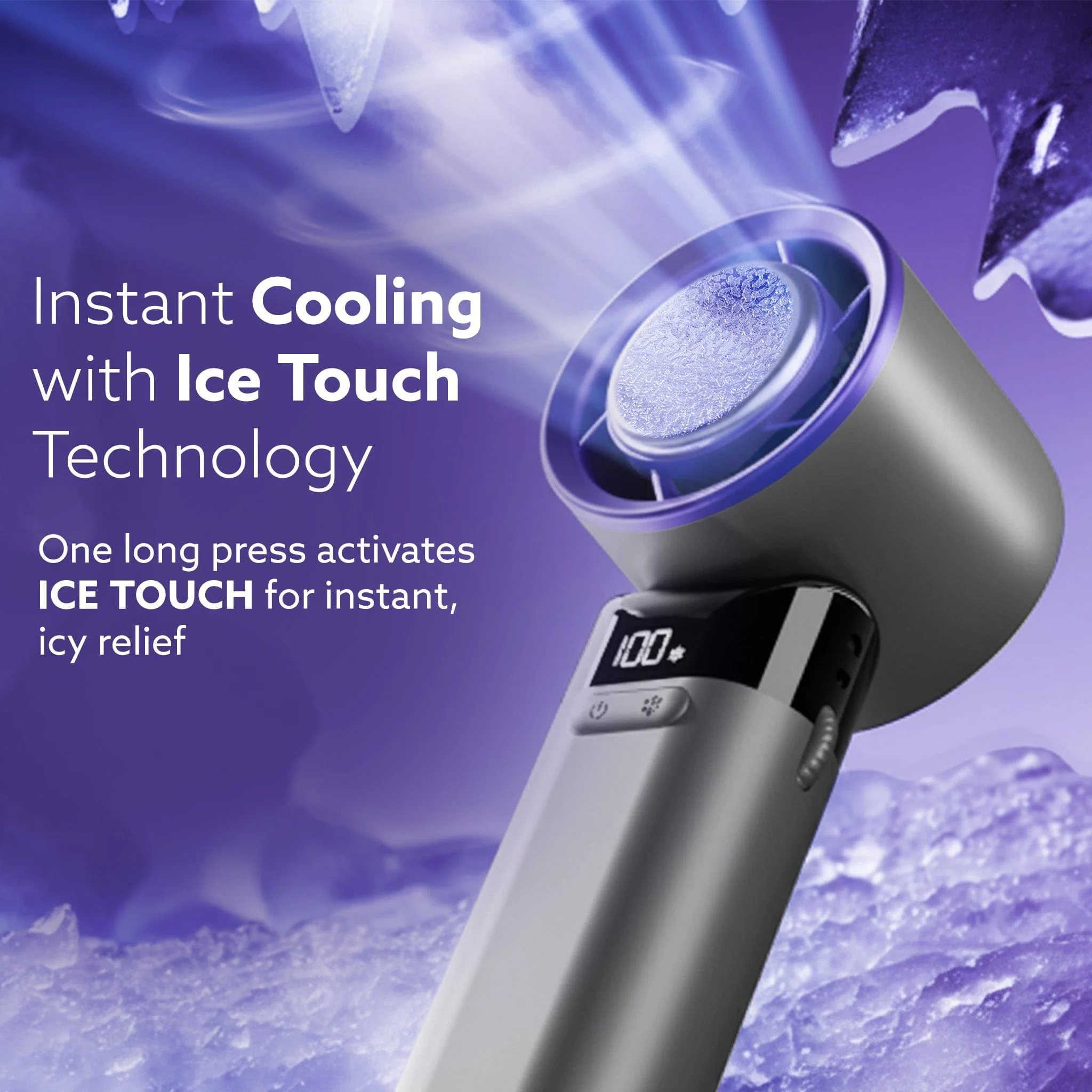 Regency Mini Handheld Fan with Ice Touch Technology, 100 Adjustable Speeds, 4000mAh Rechargeable Battery, USB-C Charging, Foldable Portable Fan with Smart Digital Display, Use for Home - Image 2