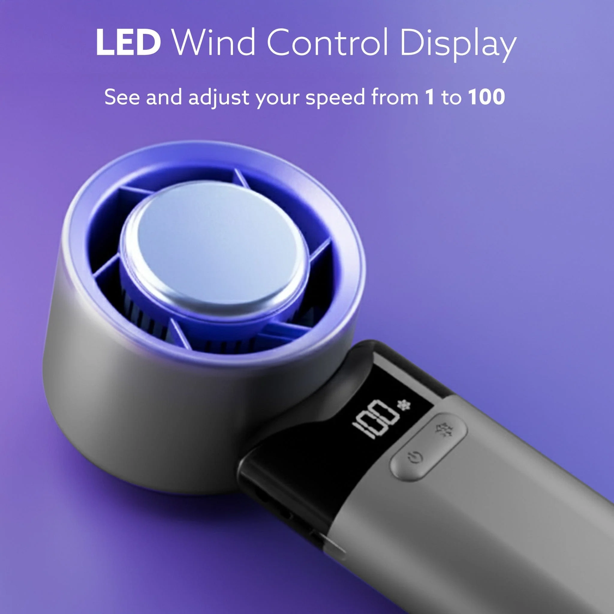 Regency Mini Handheld Fan with Ice Touch Technology, 100 Adjustable Speeds, 4000mAh Rechargeable Battery, USB-C Charging, Foldable Portable Fan with Smart Digital Display, Use for Home - Image 3