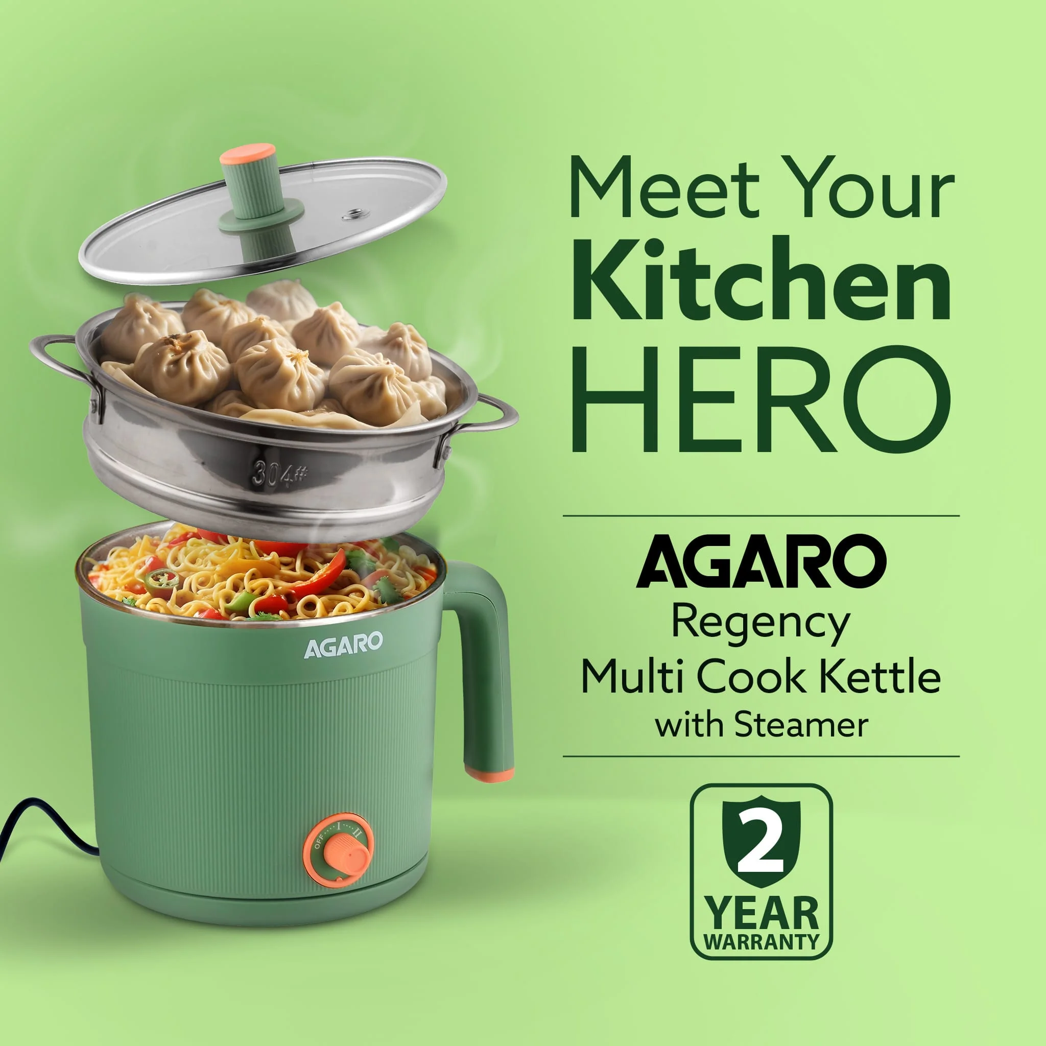 Regency Multi Cook Kettle With Steamer - 1.2 Litres - Sea Green - Image 8