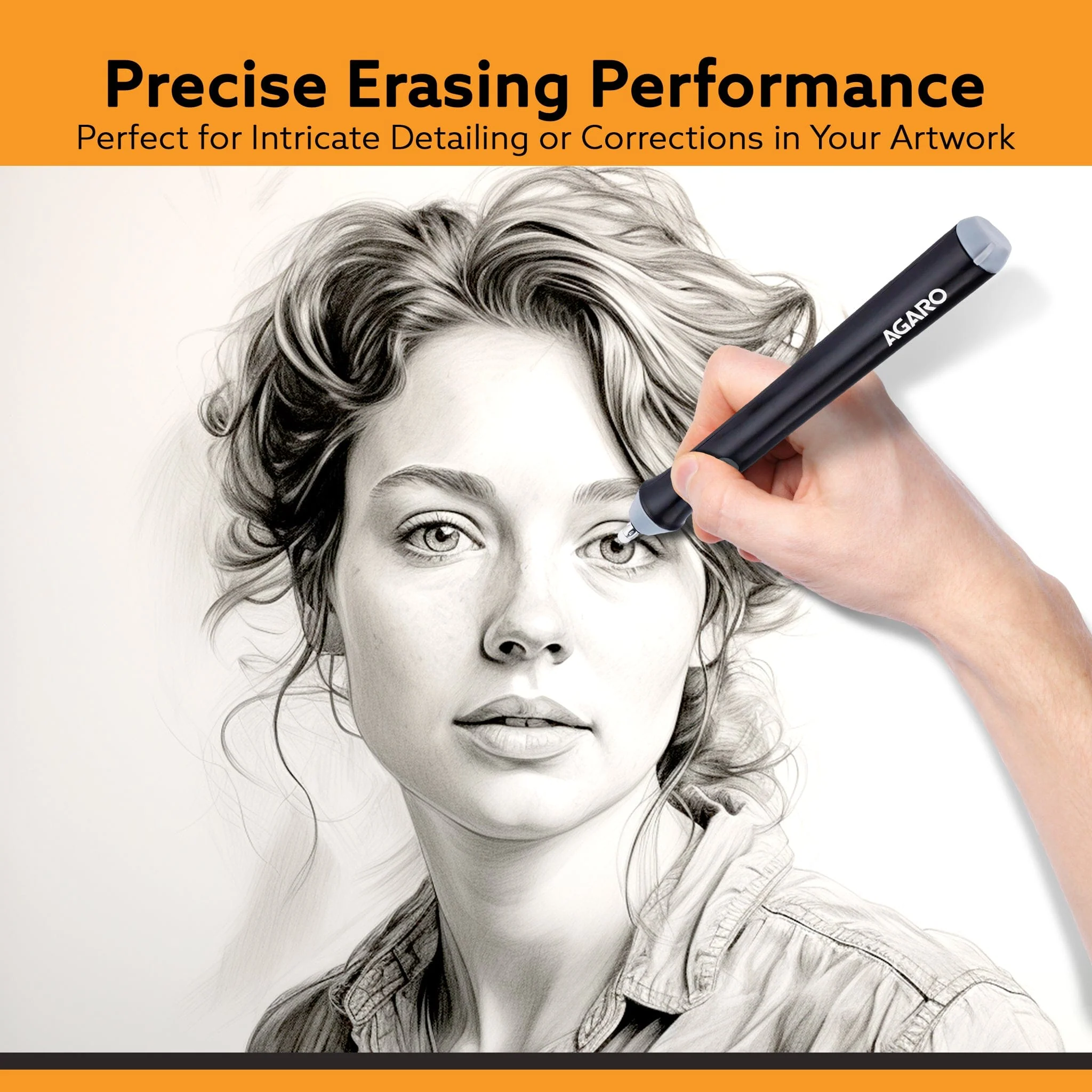 Electric Eraser ER2498, 2.3mm & 5mm Eraser, Automatic Correction & Highlighting, for Sketching, Drawing, Portrait Shading, 22 Refills, 2 Eraser Holders, (Batteries not Included), White - Image 4