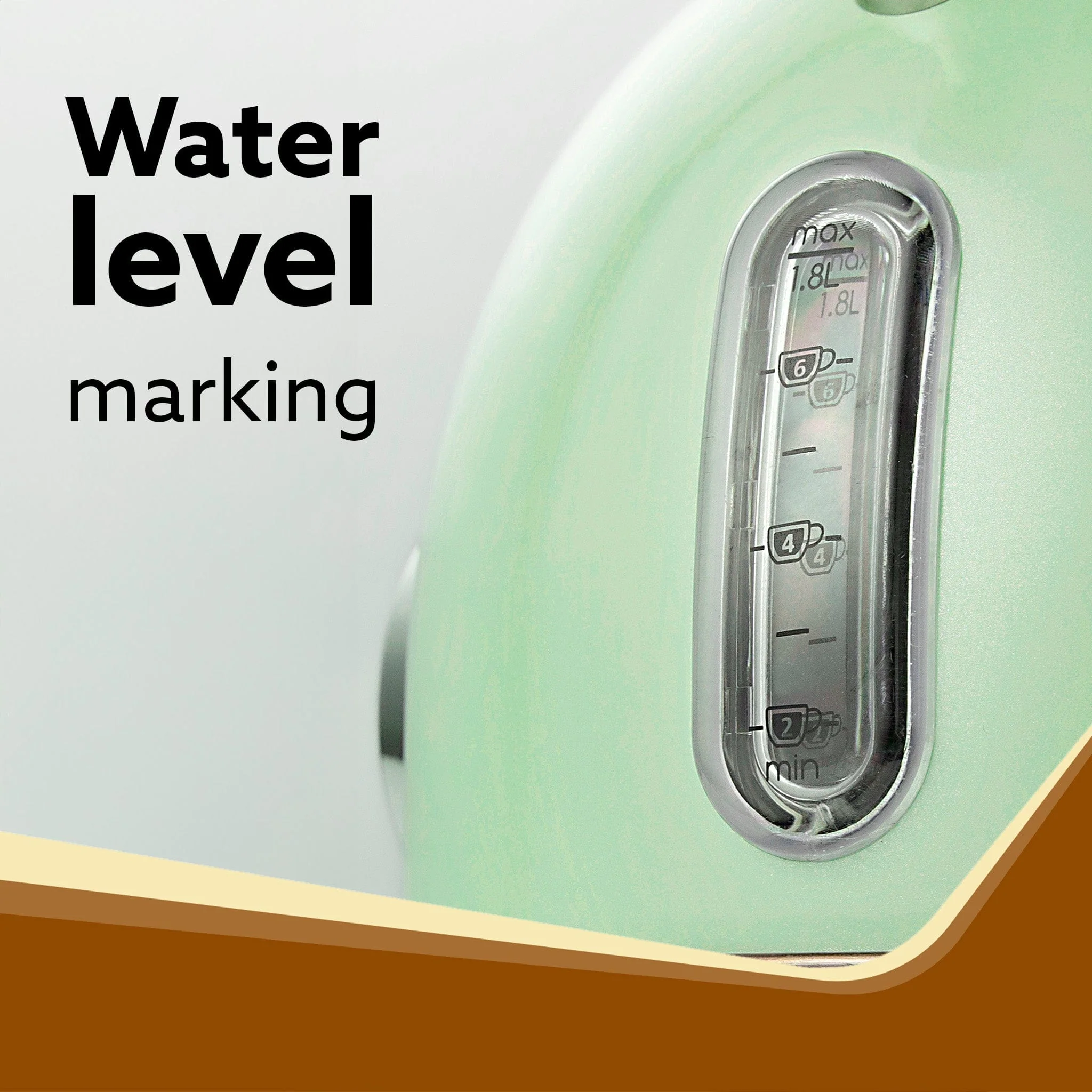 Regency Vintage Kettle 1.8L with Temperature Gauge, Hot Water Boiler & Tea Heater with Curved Handle, Visible Water Level Line, Led Light, Auto Shut-Off & Boil-Dry Protection, Green - Image 5