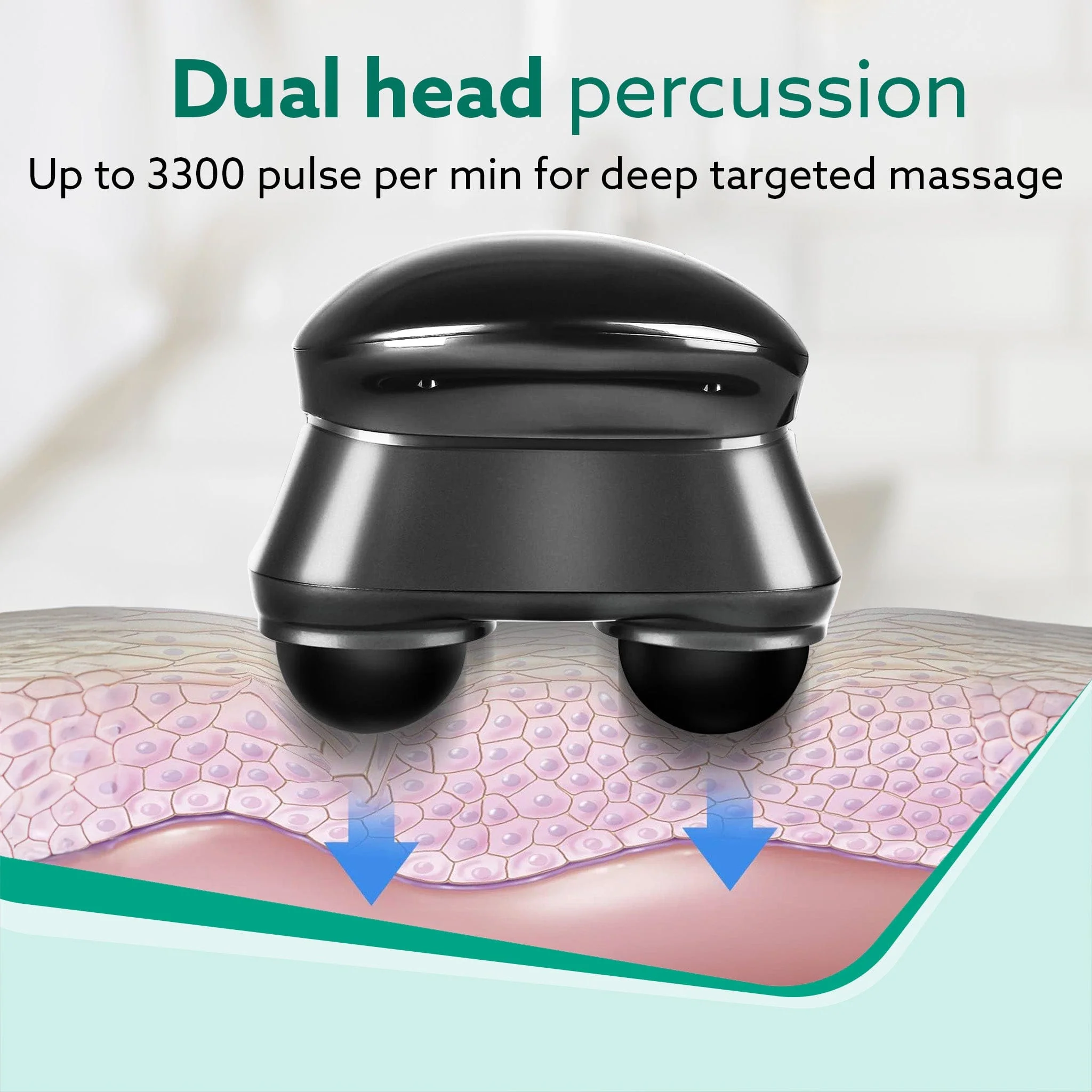 Regent Handheld Double Head Massager, 4 Massage Heads, 4 Modes, For Pain Relief and Relaxation, Neck, Back, Shoulder, Leg, Foot, Full Body Massager, Black - Image 3
