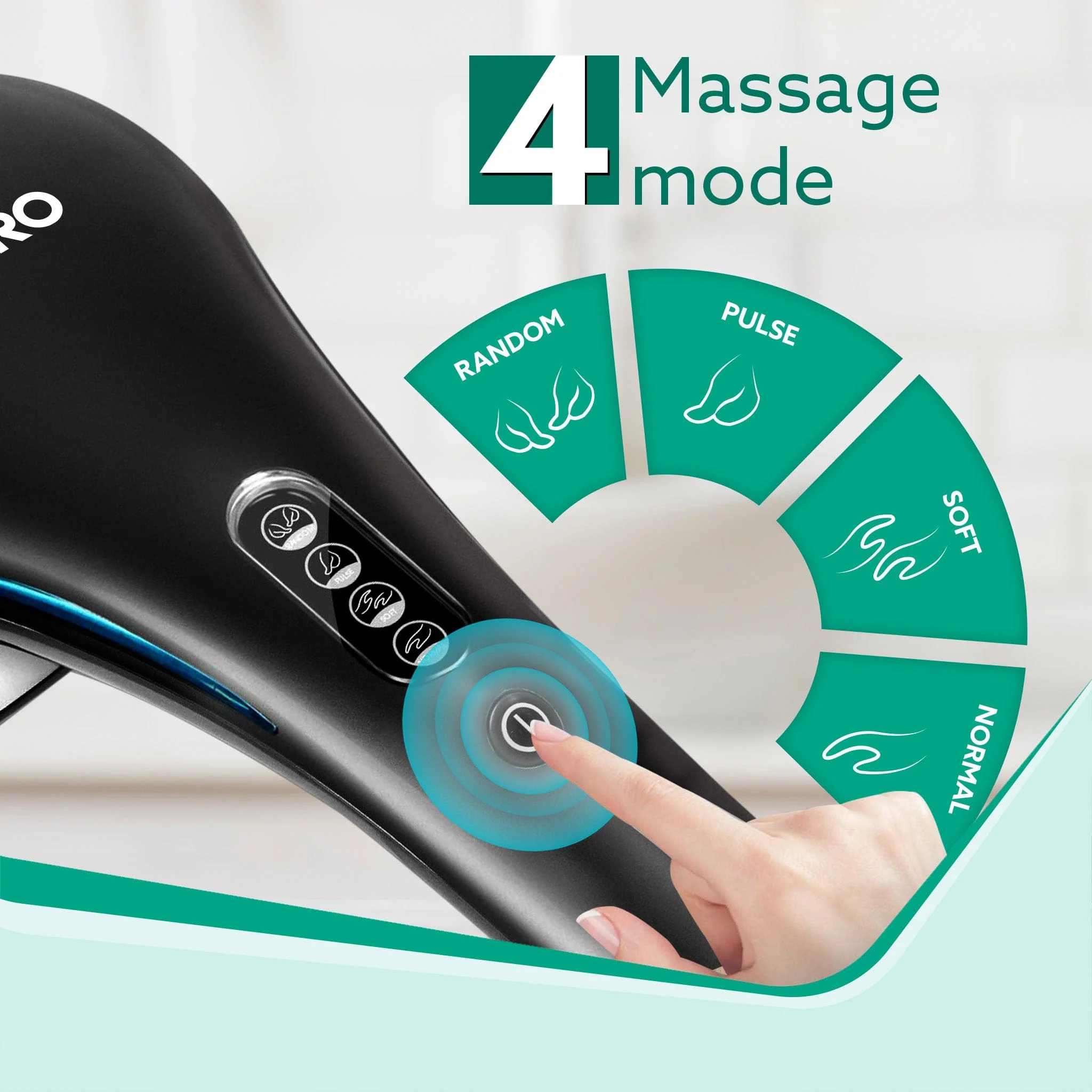 Regent Handheld Double Head Massager, 4 Massage Heads, 4 Modes, For Pain Relief and Relaxation, Neck, Back, Shoulder, Leg, Foot, Full Body Massager, Black - Image 4