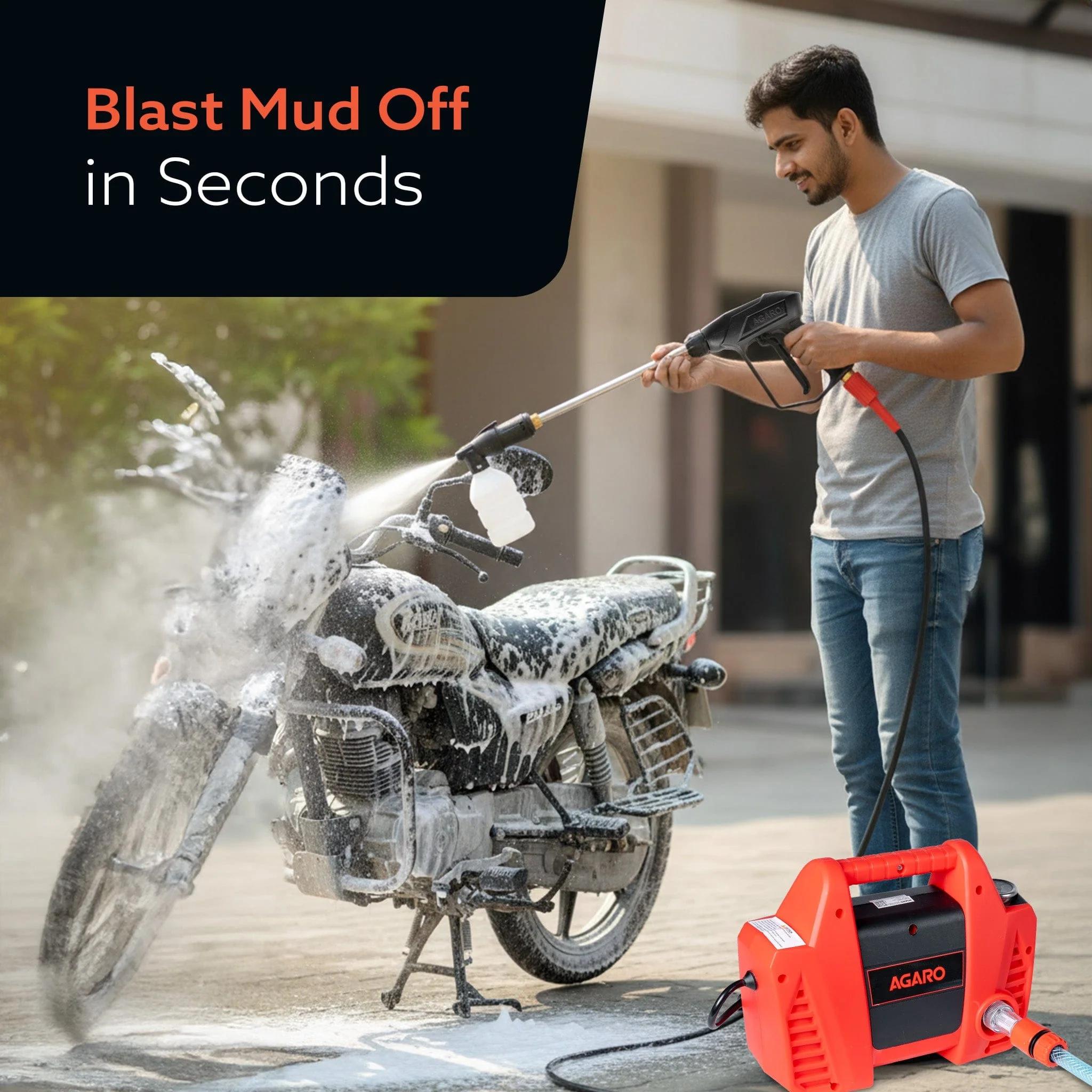Regent High Pressure Washer | 1600W Motor | 120 Bar Max Pressure | 5.5 L/Min Flow Rate | Portable Electric Washer for Car, Bike, Walkways & Home Cleaning | 8M Outlet Hose Pipe Included - Image 7