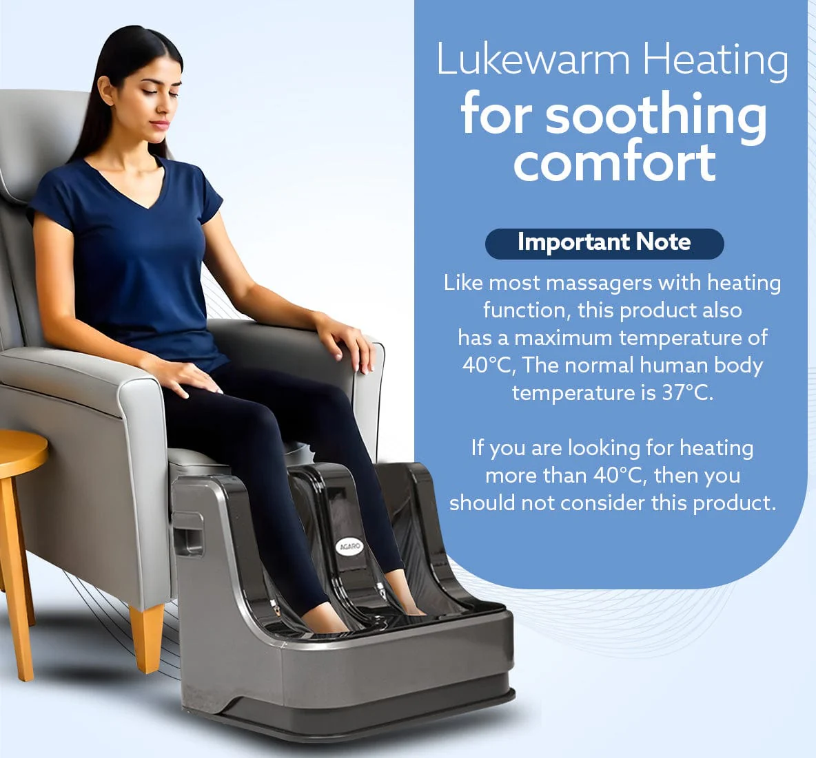 Rejoice Foot, Calf and Leg Massager with Lukewarm Heating and Vibration, 80W, 4 Motors, Rolling & Kneading Functions for Pain Relief & Improving Blood Circulation (Grey) - Image 4