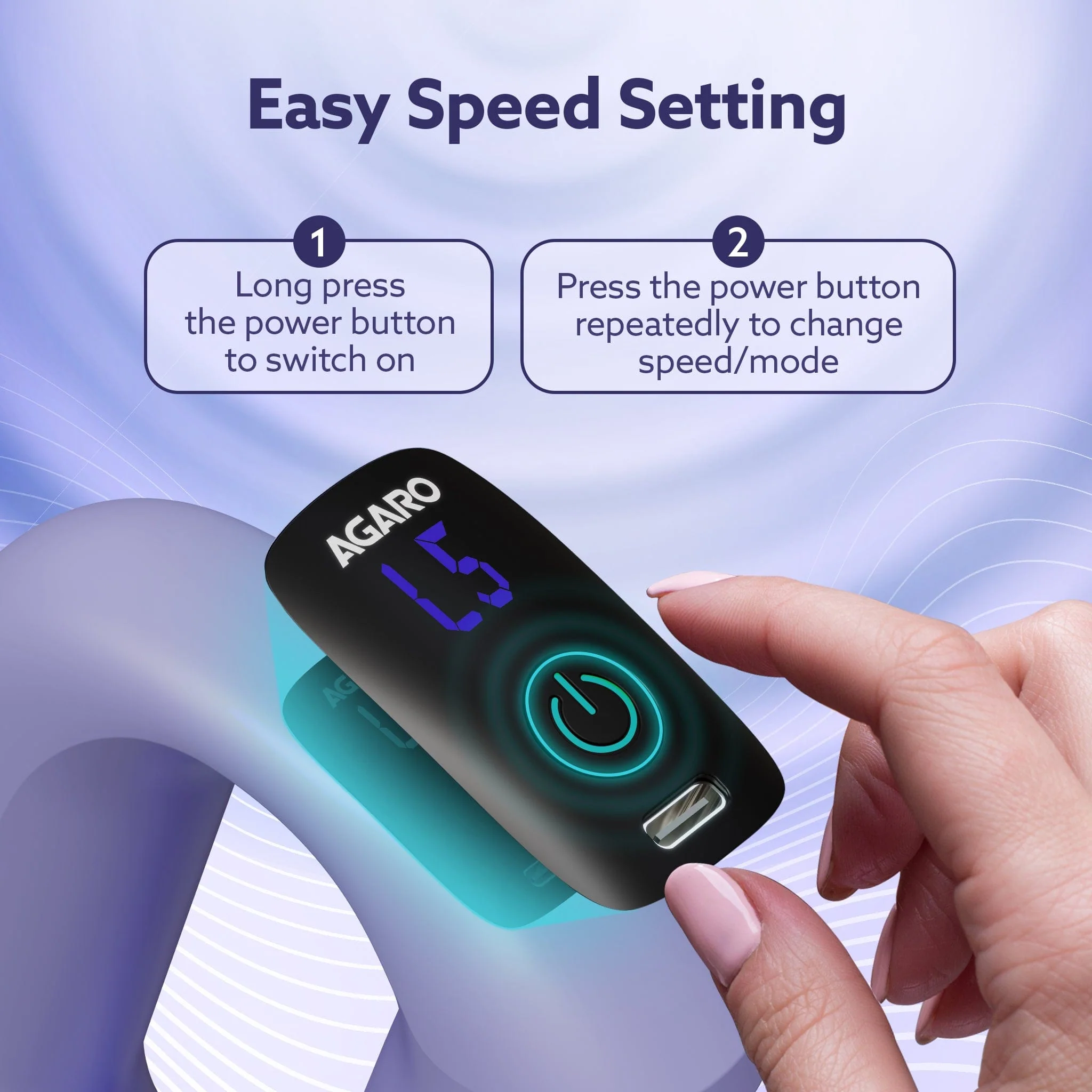 Ring Massager, Deep Tissue Massage, Mini Massage Gun for Pain Relief & Relaxation, Rechargeable, Handheld, 5 Speed Setting, 3 Modes, For Men and Women - Image 4