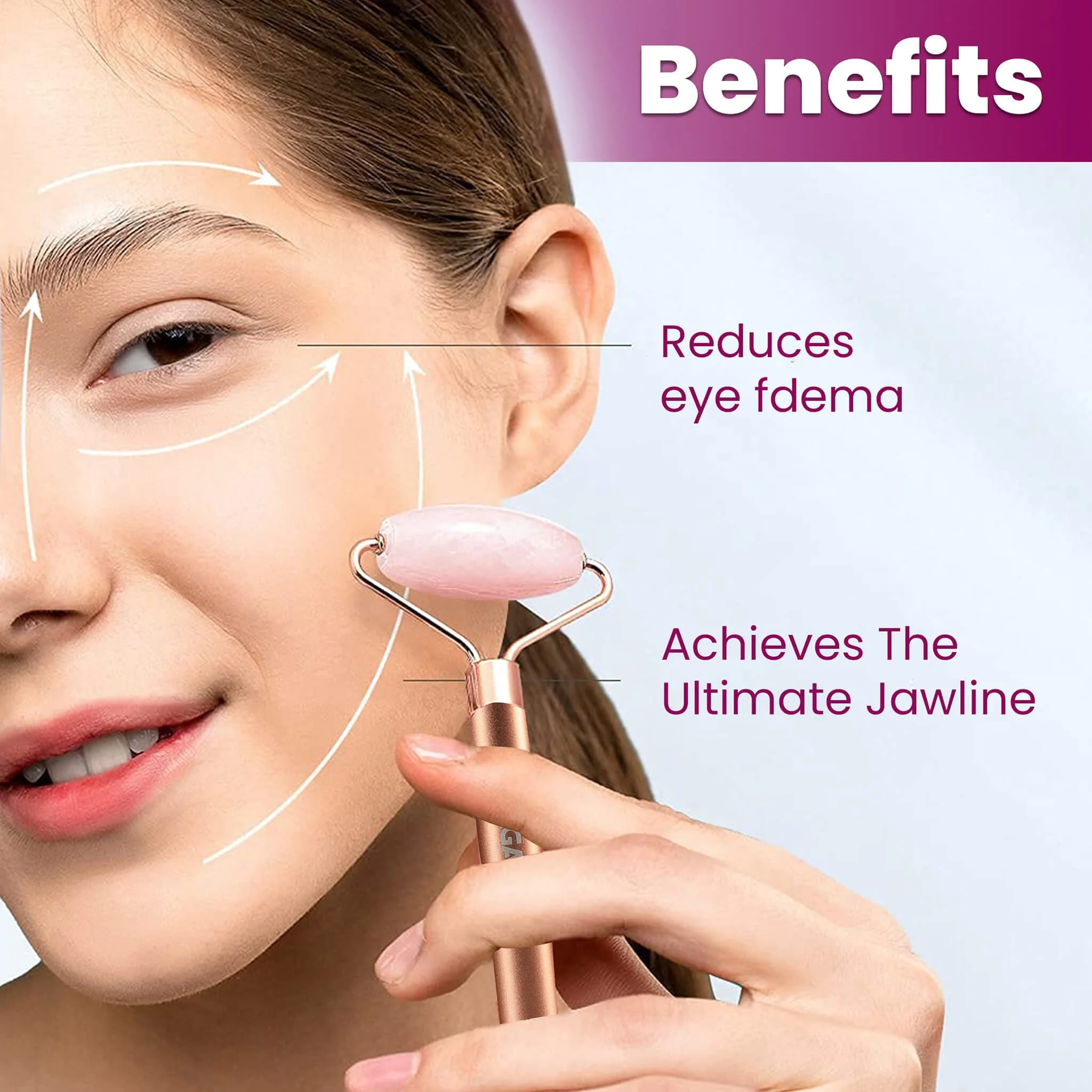 4-In-1 Electric Rose Quartz Face Roller with Gua Sha, Facial Roller Kit for Face, Eye, Neck, Anti-Aging Facial Massager for Anti-Wrinkles, Skin Firming and Lifting (Rose Gold) - Image 4