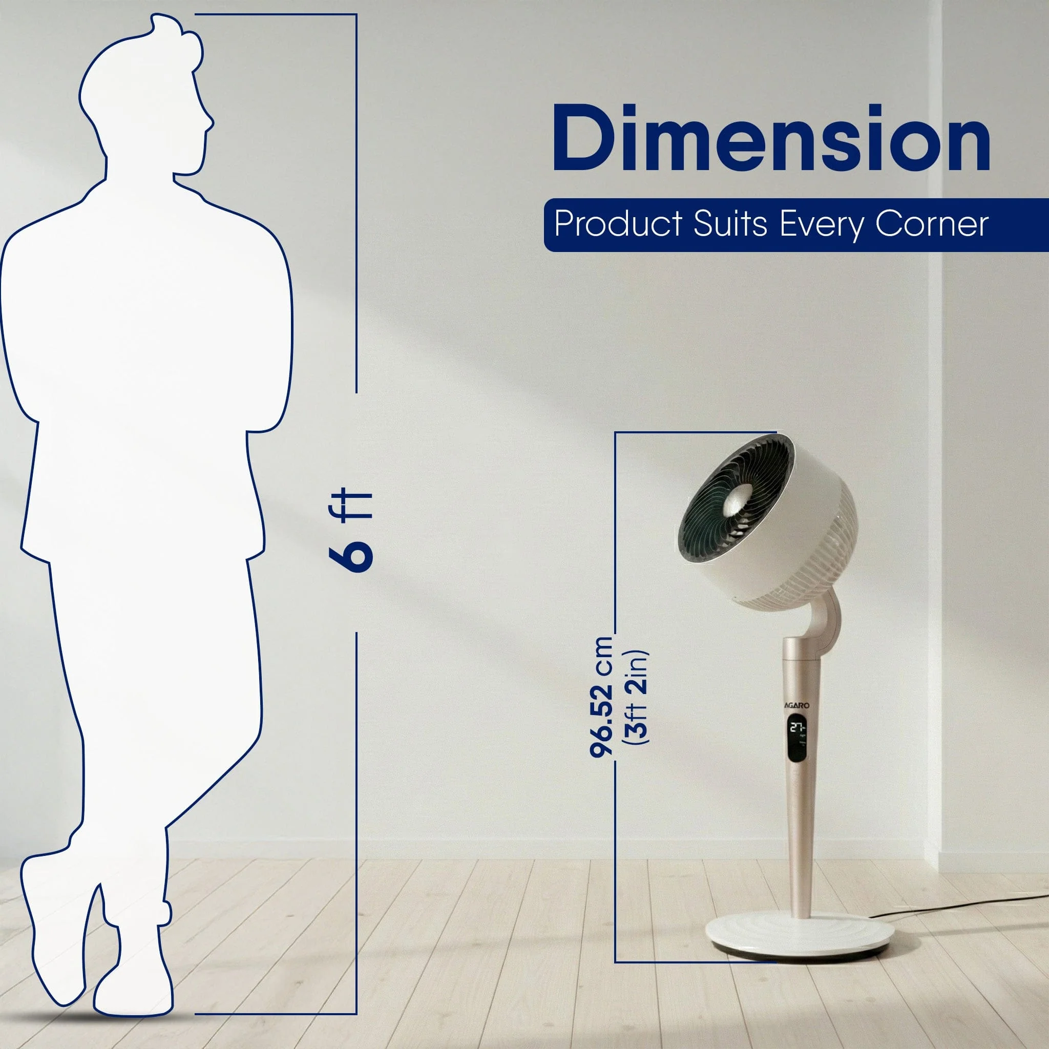Royal 3D Air Circulation Tower Fan with Mood Lamp, Ultra-Quiet BLDC Standing Fan for Home & Office Use, Touch & Remote Control, 12 Wind Speed, 5 Modes, 90˚ Horizontal & 90˚ Vertical Oscillation - Image 4