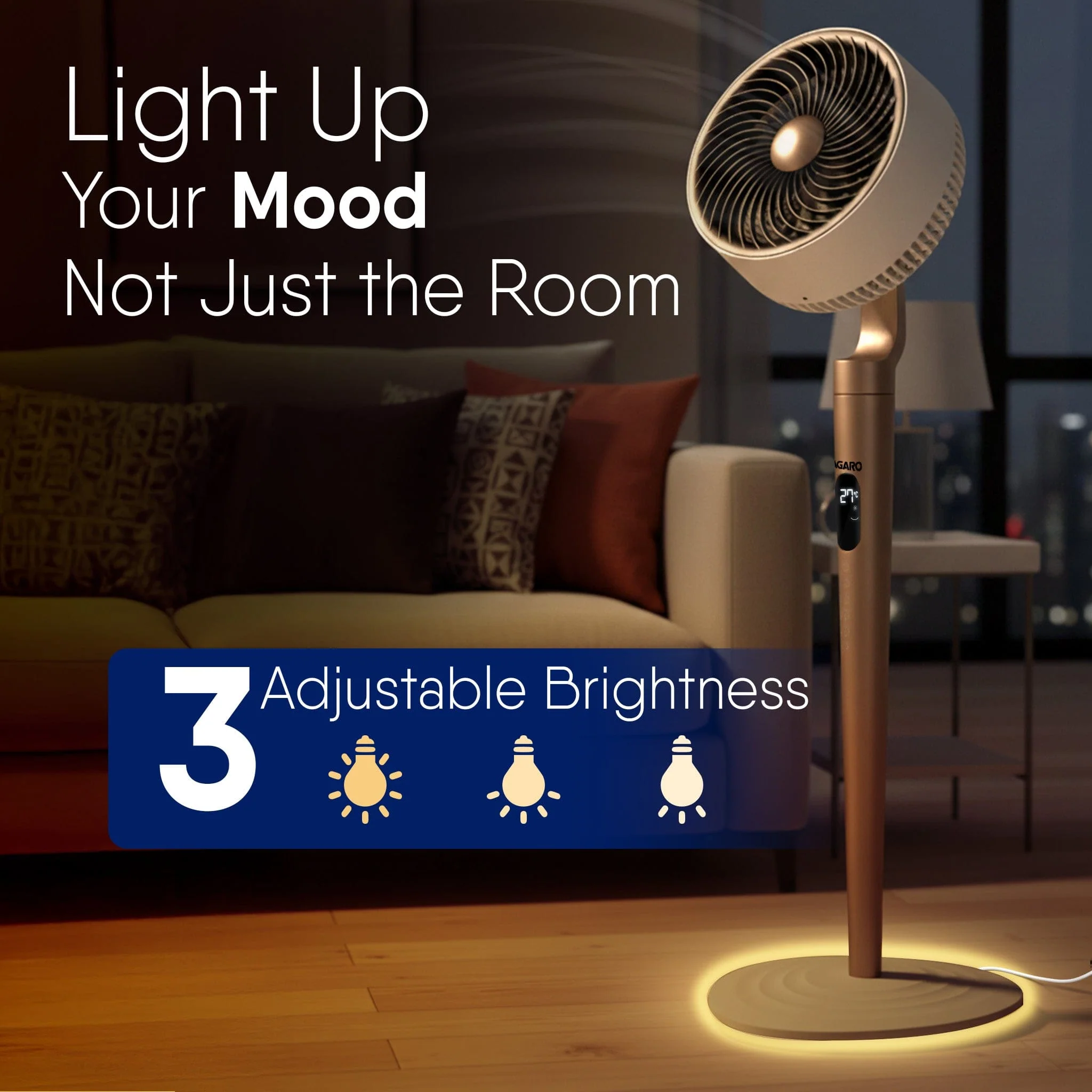 Royal 3D Air Circulation Tower Fan with Mood Lamp, Ultra-Quiet BLDC Standing Fan for Home & Office Use, Touch & Remote Control, 12 Wind Speed, 5 Modes, 90˚ Horizontal & 90˚ Vertical Oscillation - Image 6
