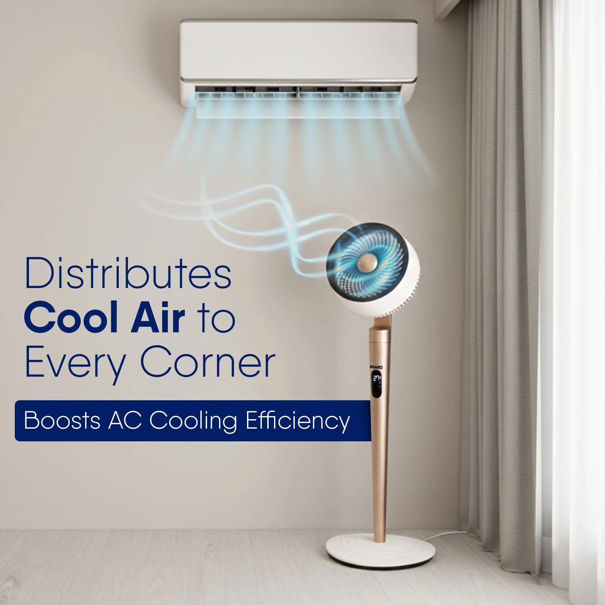 Royal 3D Air Circulation Tower Fan with Mood Lamp, Ultra-Quiet BLDC Standing Fan for Home & Office Use, Touch & Remote Control, 12 Wind Speed, 5 Modes, 90˚ Horizontal & 90˚ Vertical Oscillation - Image 9