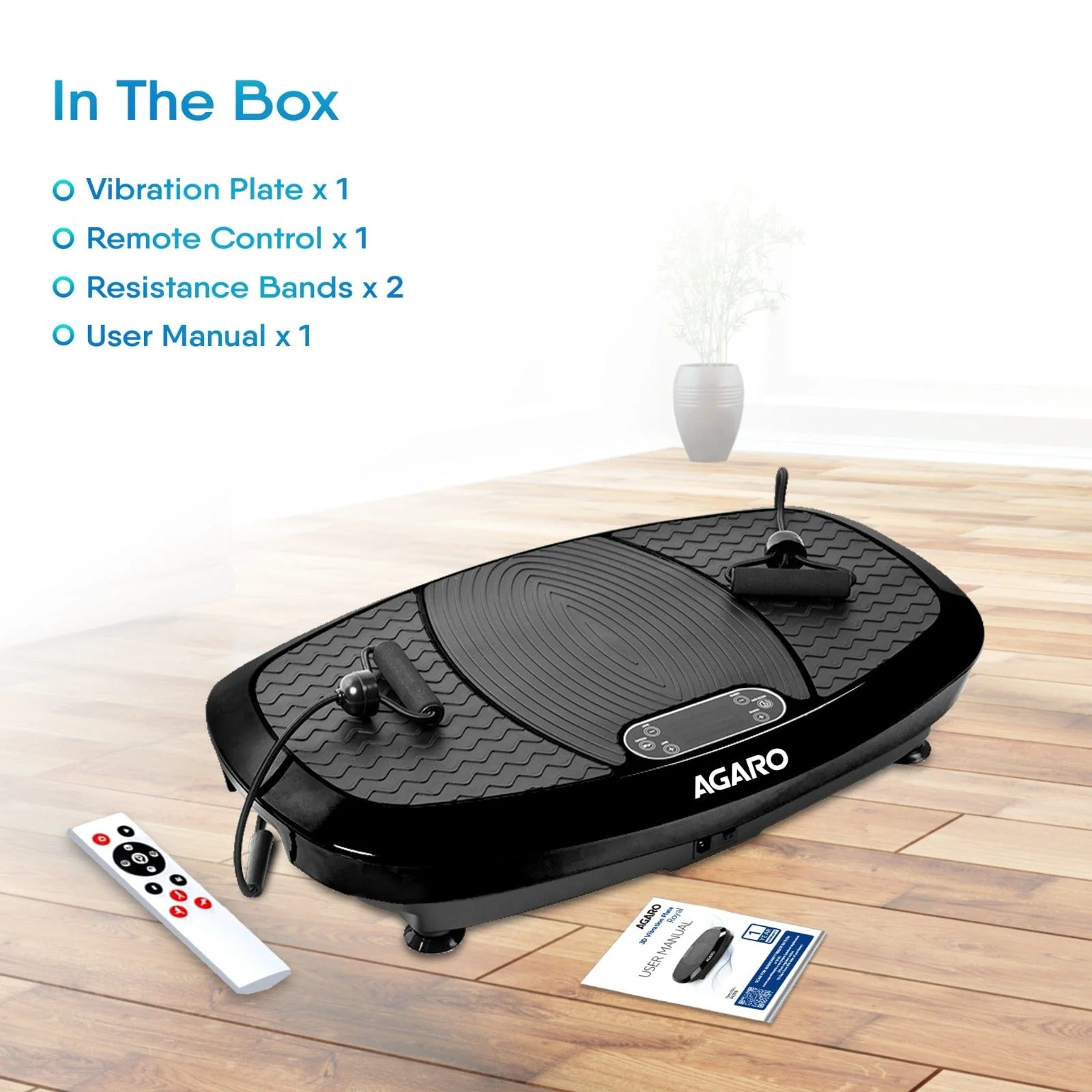 Royal 3D Vibration Plate Massager, Gym & Workout Machine , Muscle To ning, Calorie Burning, Weight Loss, 5 Auto Programs, Manual Mode, 180 Speeds, Adjustable Timer, With Remote & 2 Balance Straps - Image 6