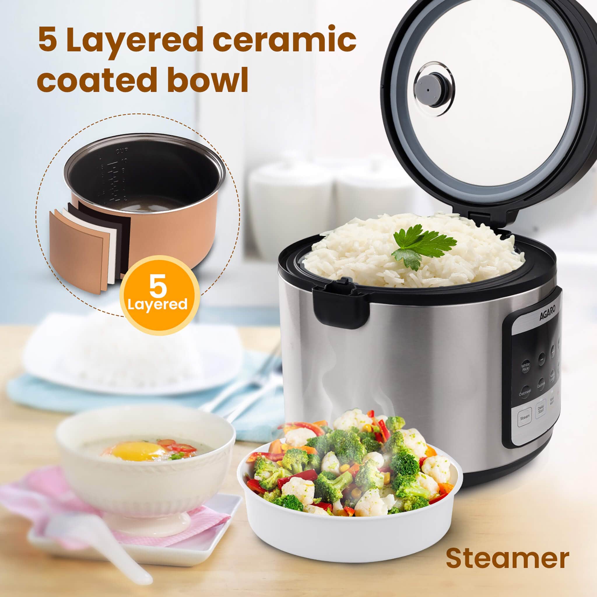 Royal Electric Rice Cooker - 5L - Silver - Image 4