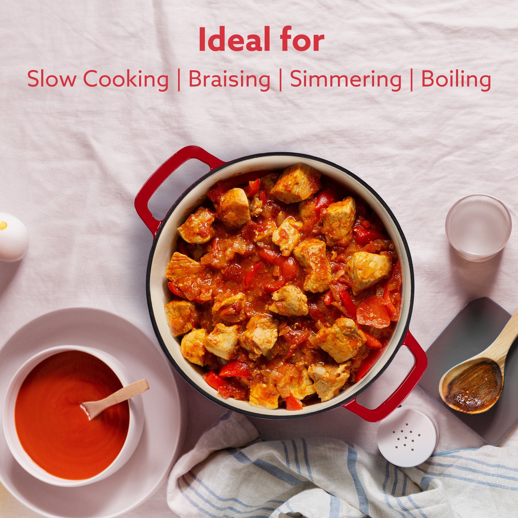 Royal Enamelled Cast Iron 5L Casserole with Lid, Cooking Pot, No Chemical Coating, Fast Heat, Heavy Weight, Gas & Induction Oven Compatible, for Meat, Dal, Curry, Biryani, Pulao, Red - Image 5