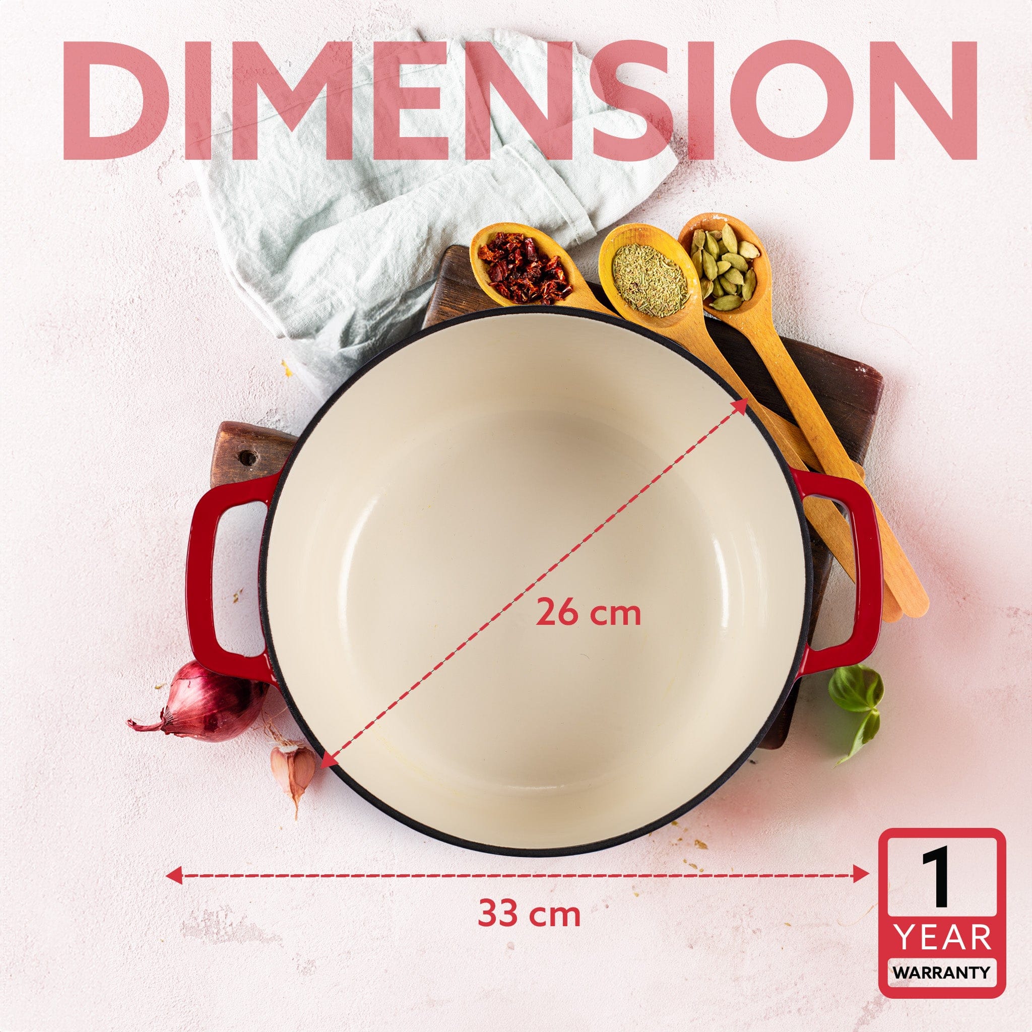 Royal Enamelled Cast Iron 5L Casserole with Lid, Cooking Pot, No Chemical Coating, Fast Heat, Heavy Weight, Gas & Induction Oven Compatible, for Meat, Dal, Curry, Biryani, Pulao, Red - Image 6