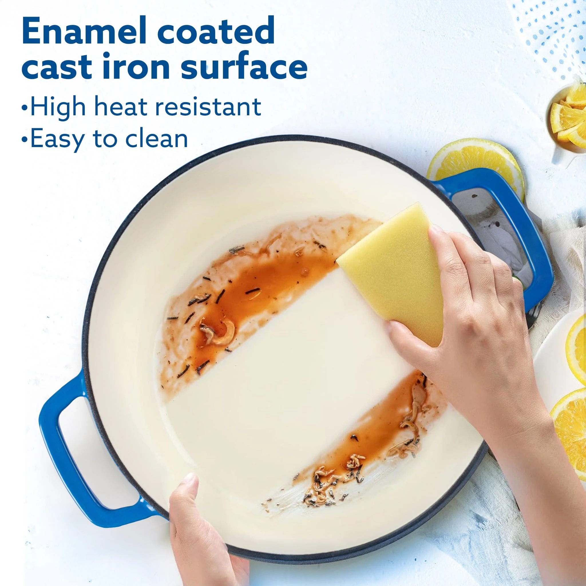 Royal Enamelled Cast Iron Casserole with Lid, Cooking Pot, No Chemical Coating, Fast Heat, Heavy Weight, Gas, Induction Oven Compatible, for Meat, Dal, Curry, Biryani, Pulao, Blue, 5 Liters - Image 3