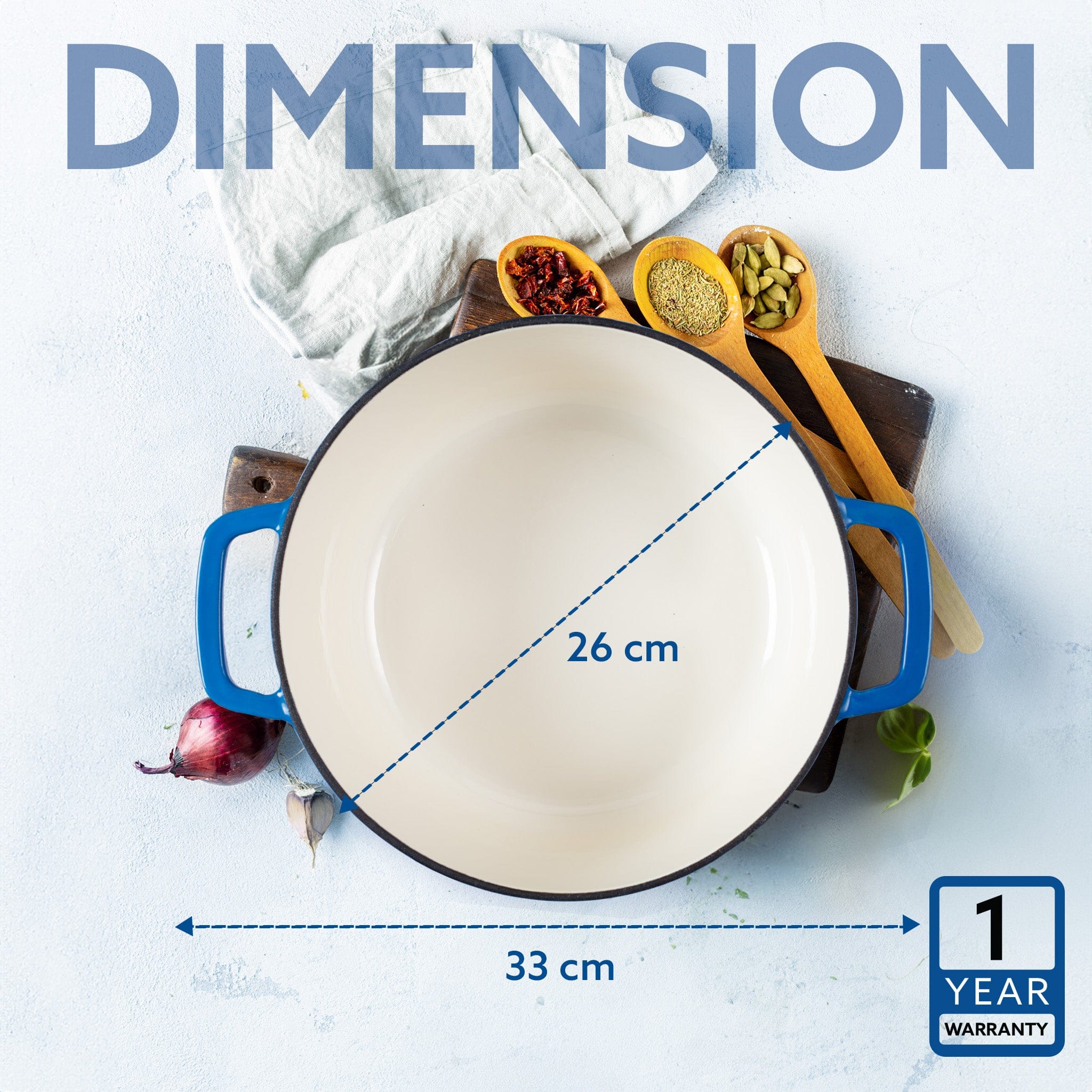 Royal Enamelled Cast Iron Casserole with Lid, Cooking Pot, No Chemical Coating, Fast Heat, Heavy Weight, Gas, Induction Oven Compatible, for Meat, Dal, Curry, Biryani, Pulao, Blue, 5 Liters - Image 6