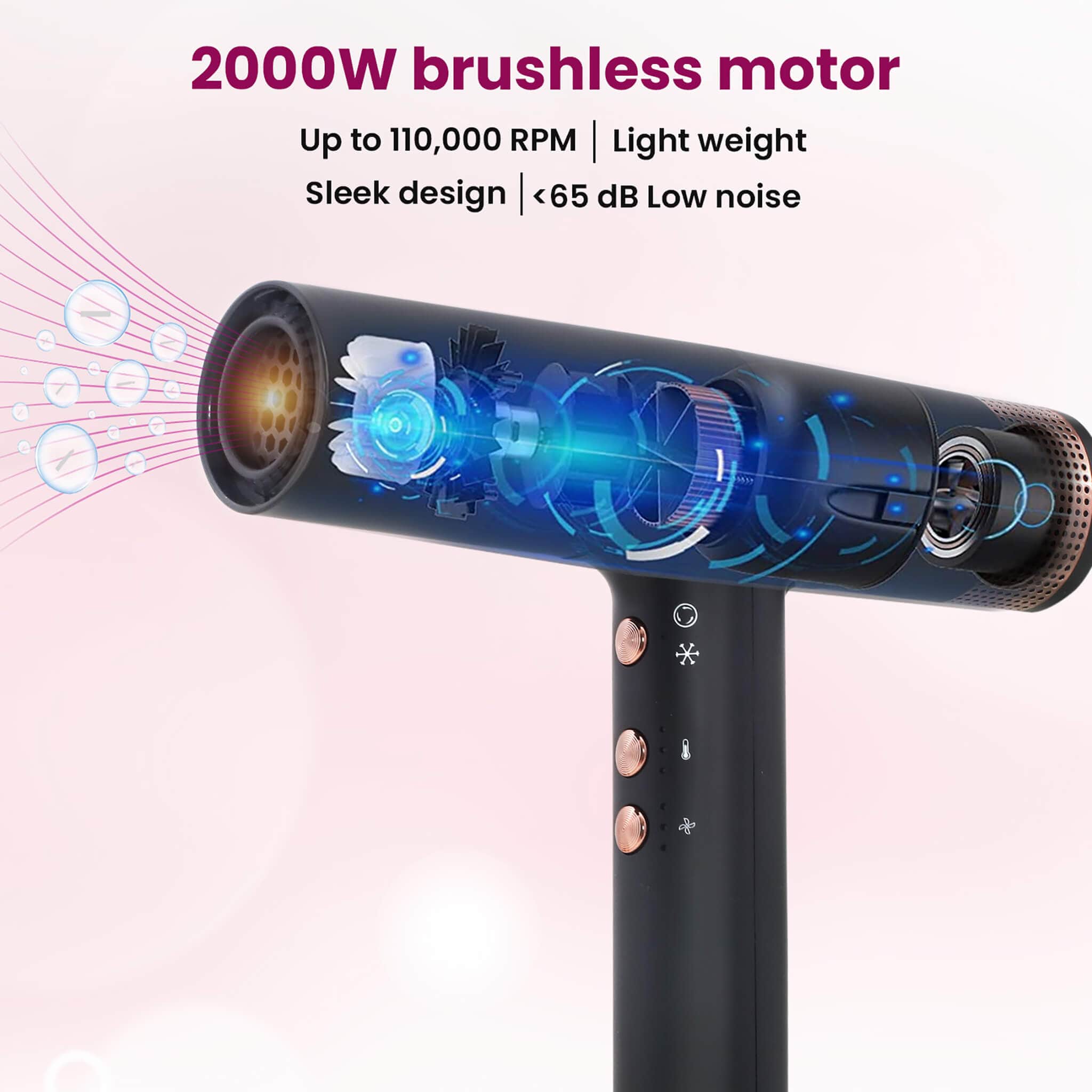 Royal Hair Dryer - 2000 Watts - Black - Image 3
