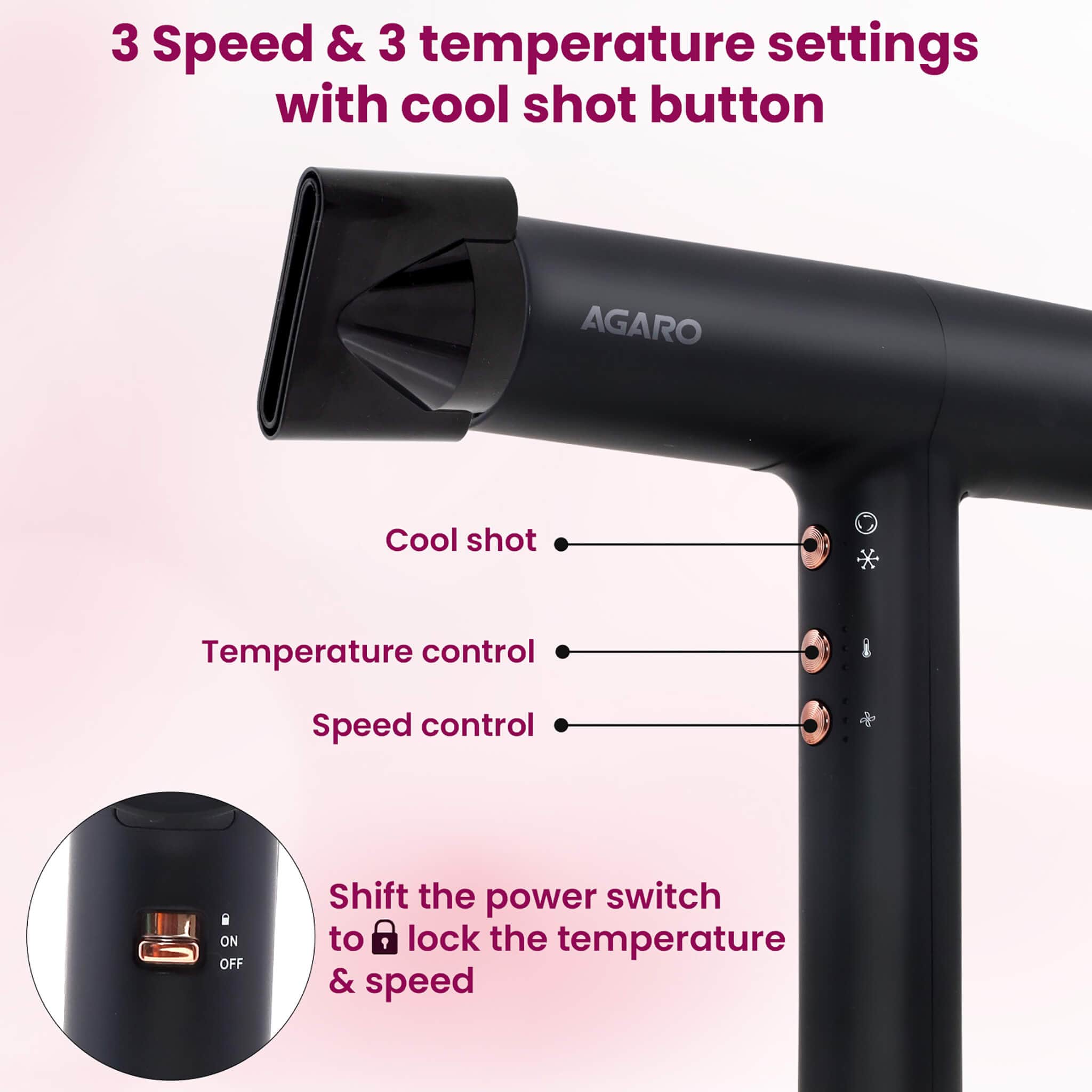 Royal Hair Dryer - 2000 Watts - Black - Image 4