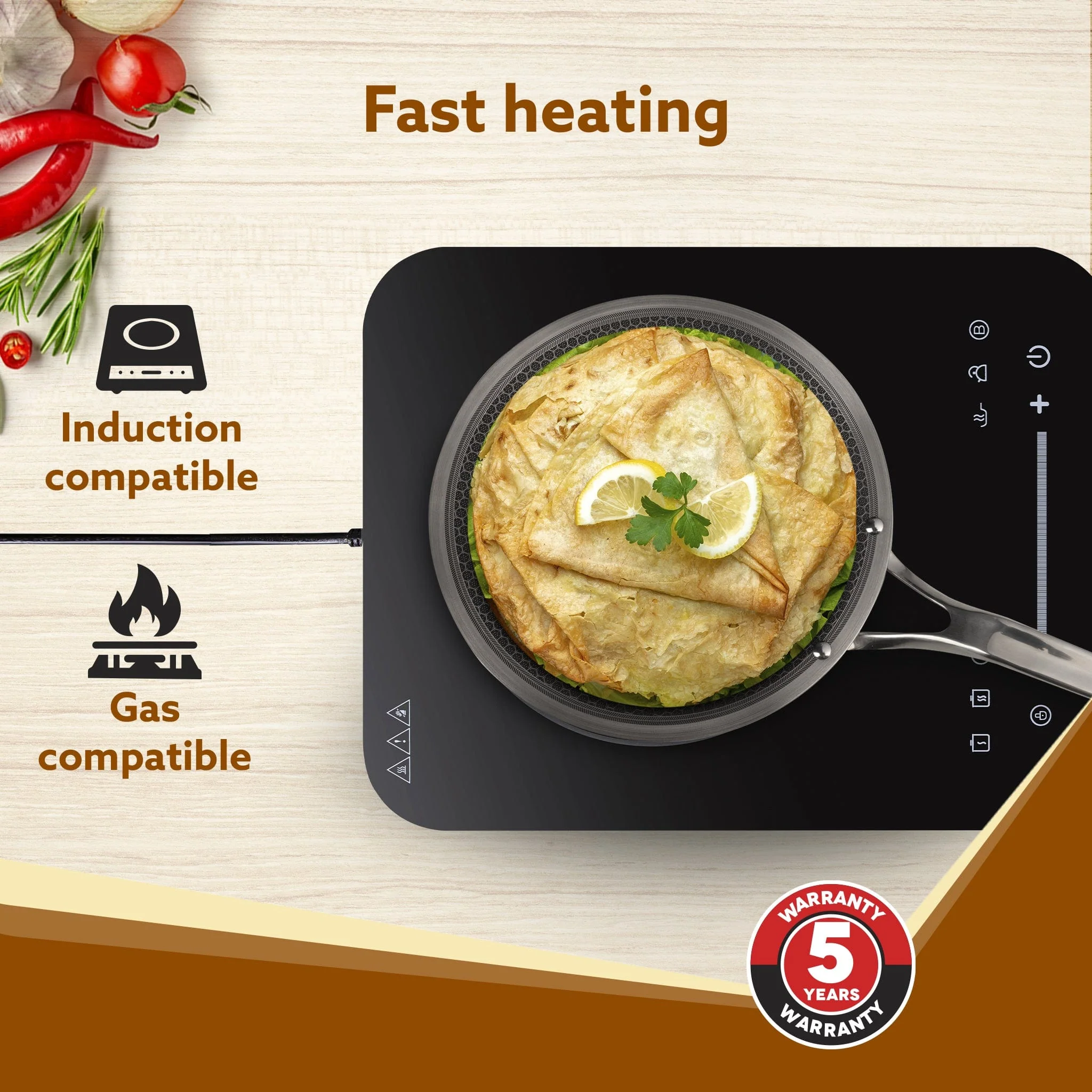 Royal Honey Comb Tawa, 26 cm Diameter, Tri-Ply Steel with Honey Comb Pattern Design, Gas & Induction Oven Compatible, Riveted  Handle, Food Safe & PFOA Free, Cooking, Cookware, Silver - Image 6