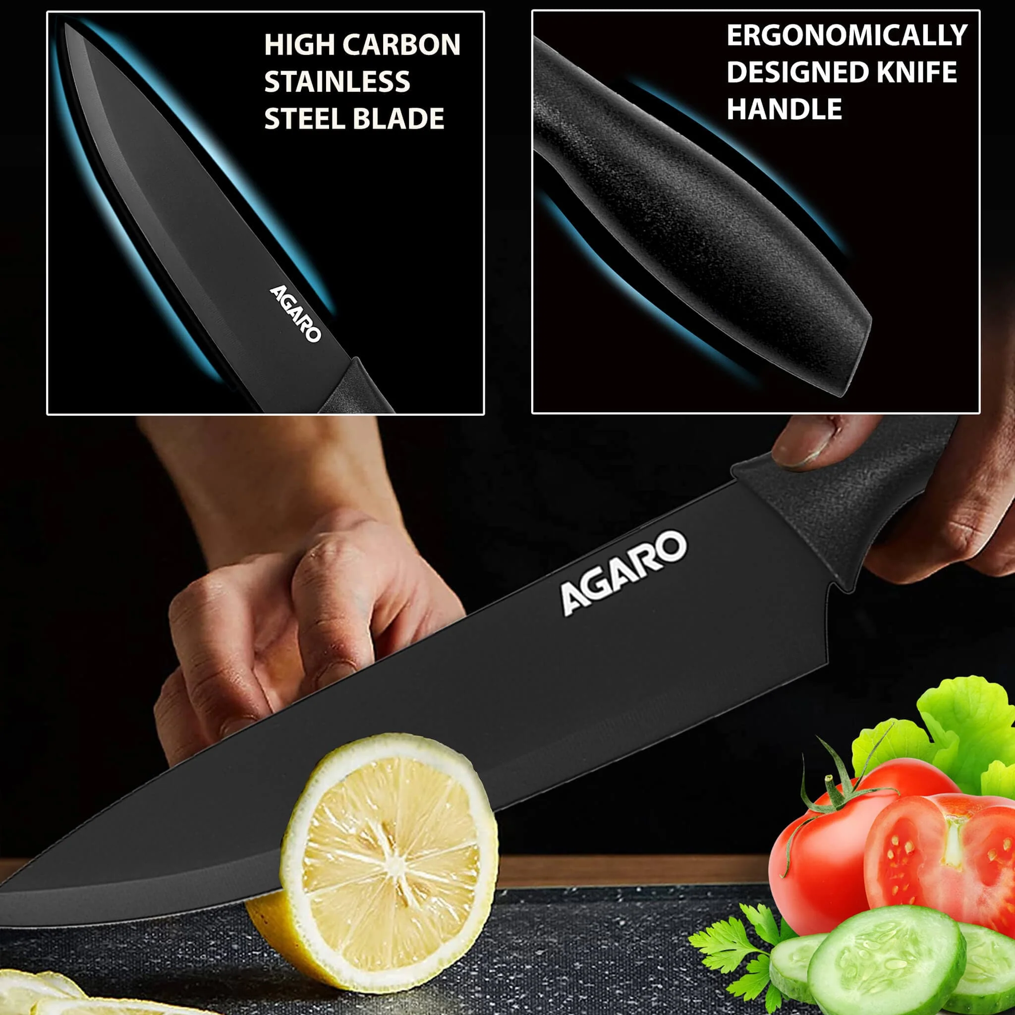 Royal Knife Set of 6pcs SS Black - Image 4