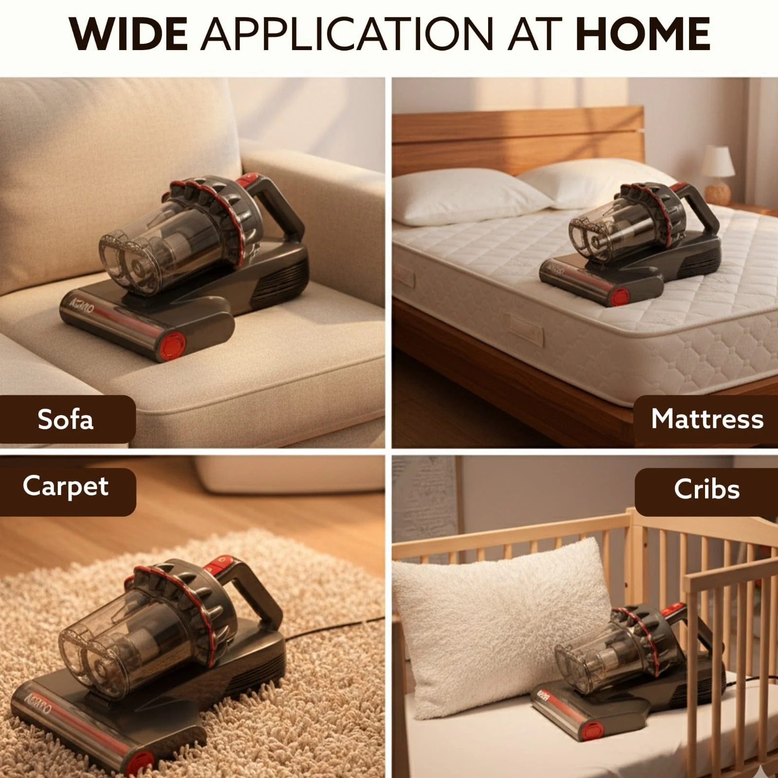 Royal Mattress Vacuum Cleaner, 12kPa Suction Power & UV Light Sterilization, Bed Vacuum Cleaner & Mite Remover, Suitable for Beds, Mattresses, Sofas & Pillows - Image 4