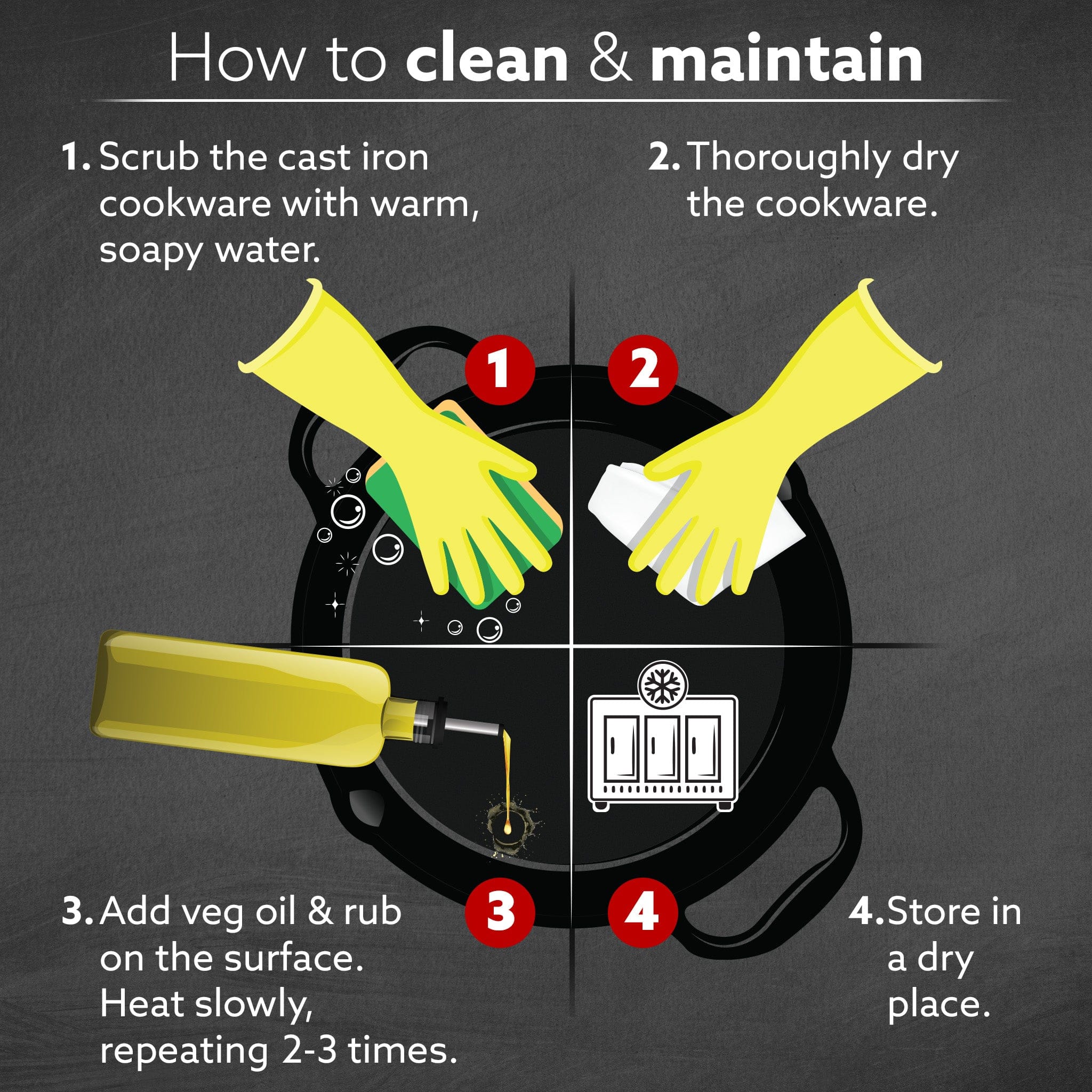 Royal Pre Seasoned Cast Iron Deep Fry Pan,25 cm Diameter,1.8L Capacity,No Chemical Coating,Rigid Handles,Fast Heating,Heavy Weight,Gas Oven & Induction Compatible,Frying,Deep Frying,Black - Image 7