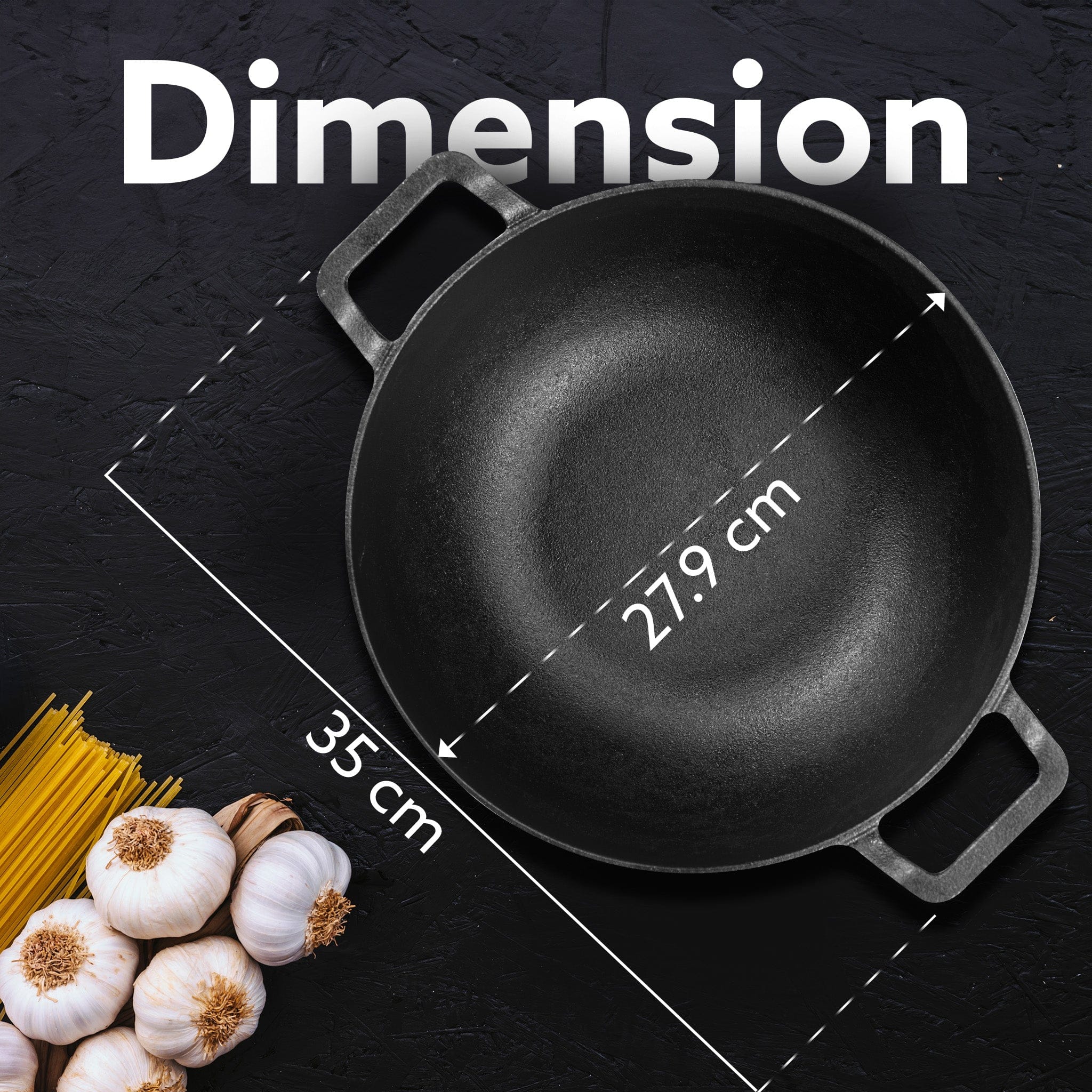 Royal Pre Seasoned Cast Iron Kadai with Glass Lid, No Chemical Coating, Rigid Iron Handle, 4.3L, Uni-Body Design, Fast Heating, Heavy Weight, Gas & Induction Oven Compatible, Cooking, Black - Image 6