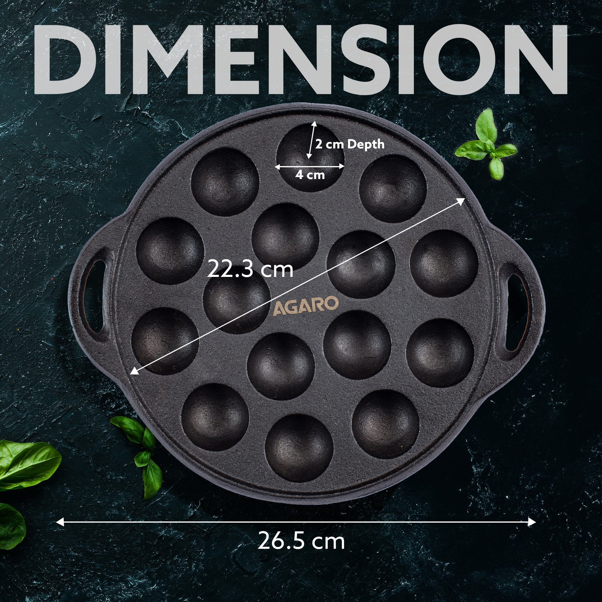 Royal Pre-Seasoned Cast Iron Paniyaram Pan, 15 pits (4cm x 2cm Each), No Chemical Coating, Rigid Handle, Fast Heating, Gas Oven Compatible, Appe, Gunta Ponganalu, Paddu, Kuzhi & Litti - Image 6