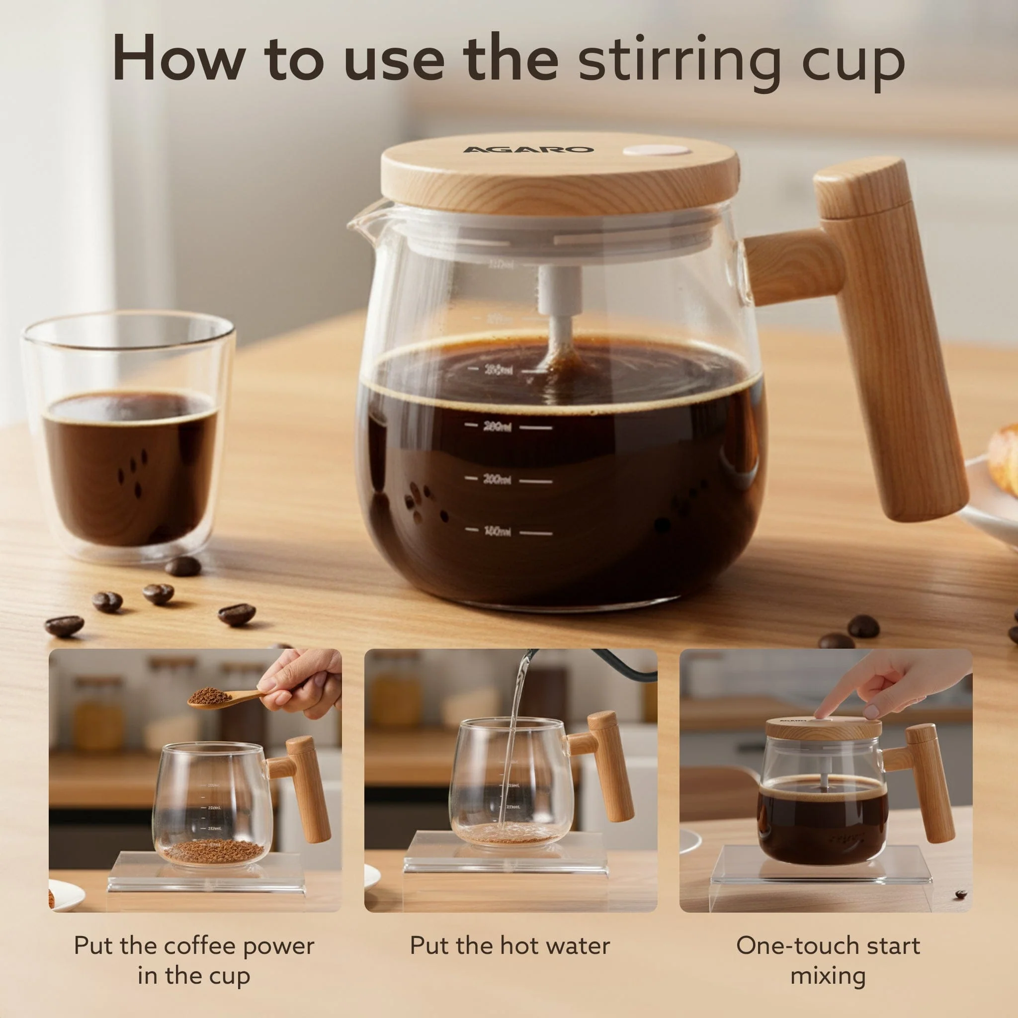 Self-Stirring Coffee Mug 400ml – Electric Automatic Mixing Cup with Lid, Borosilicate, Rechargeable Operated Blender for Coffee-Milk-Protein Shakes, Portable Mug for Home, Office & Travel - Image 2