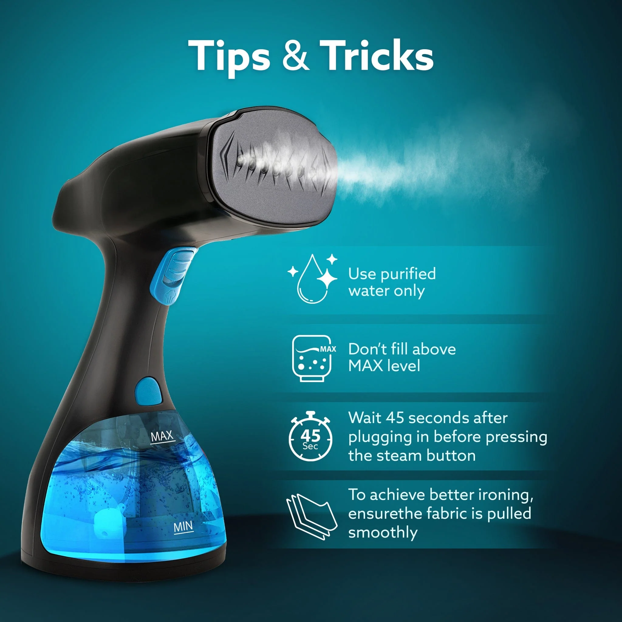 Signify Handheld Garment Steamer-Black & Blue - Image 3