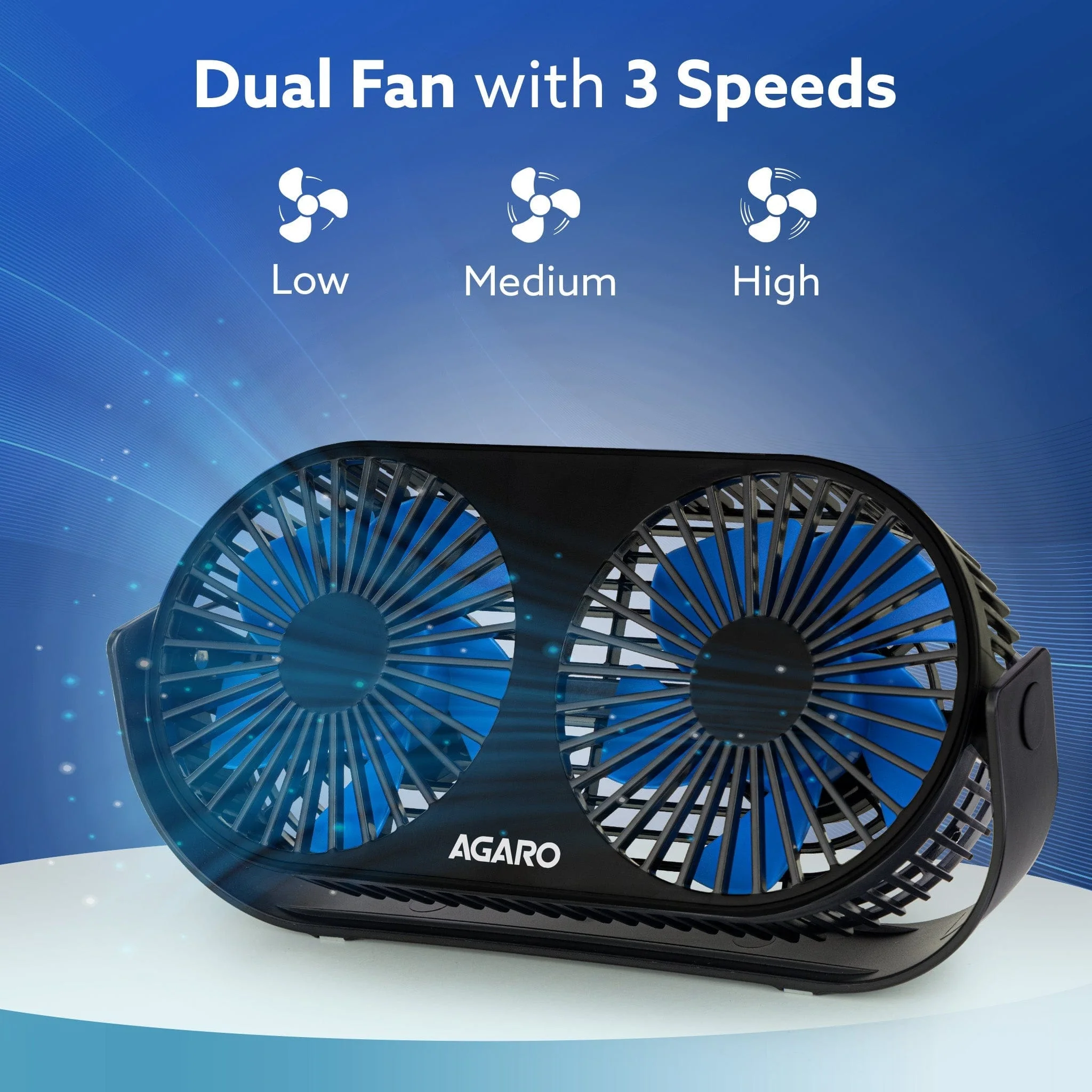Signify USB Desk Twin Fan, Portable Dual Table Cooling Fan with 5 Blades & 3 Speed Option, USB Powered, Dual Mode, Ultra Quiet, Aromatherapy, Rotatable Table Desk Fan for Home, Office, Black - Image 10