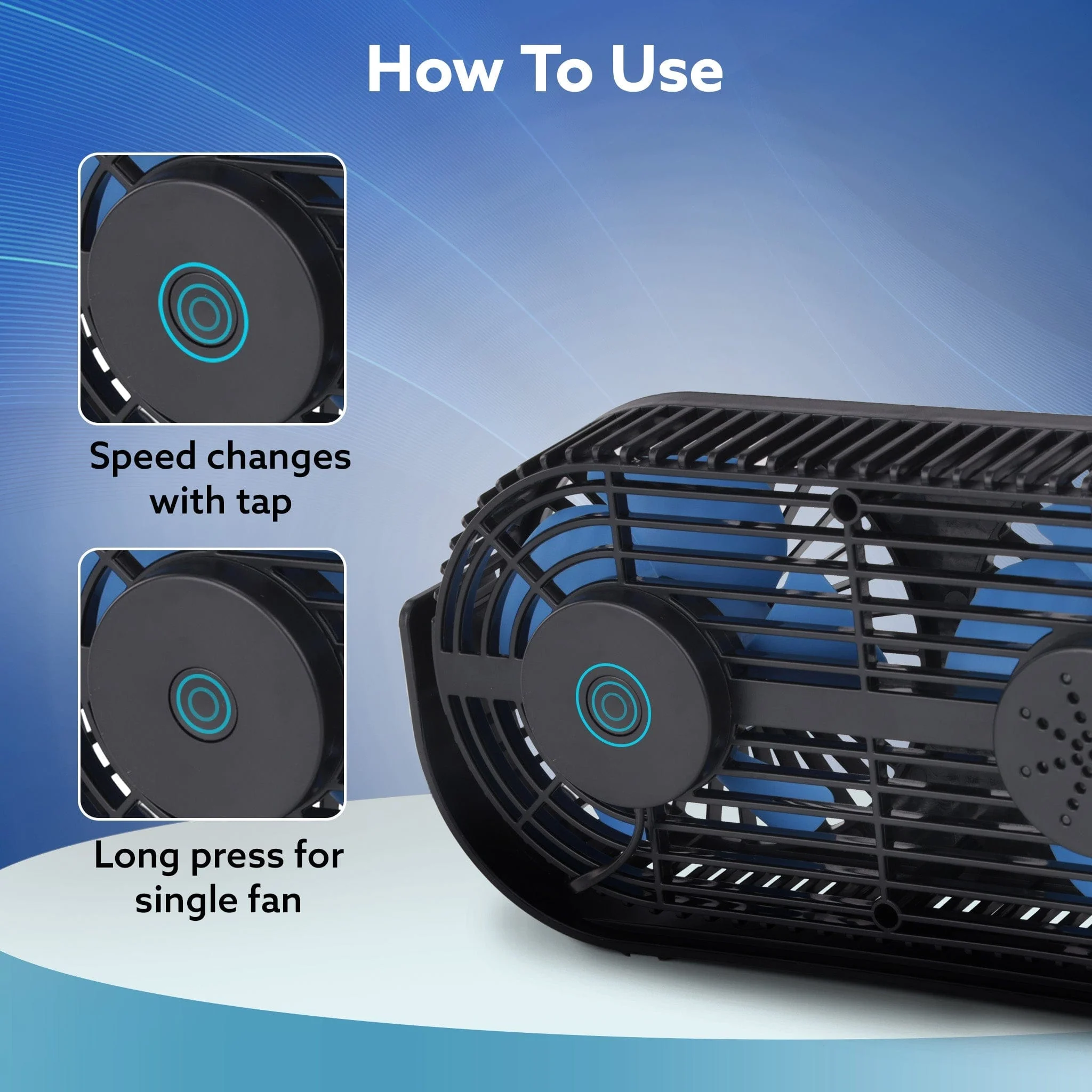 Signify USB Desk Twin Fan, Portable Dual Table Cooling Fan with 5 Blades & 3 Speed Option, USB Powered, Dual Mode, Ultra Quiet, Aromatherapy, Rotatable Table Desk Fan for Home, Office, Black - Image 13