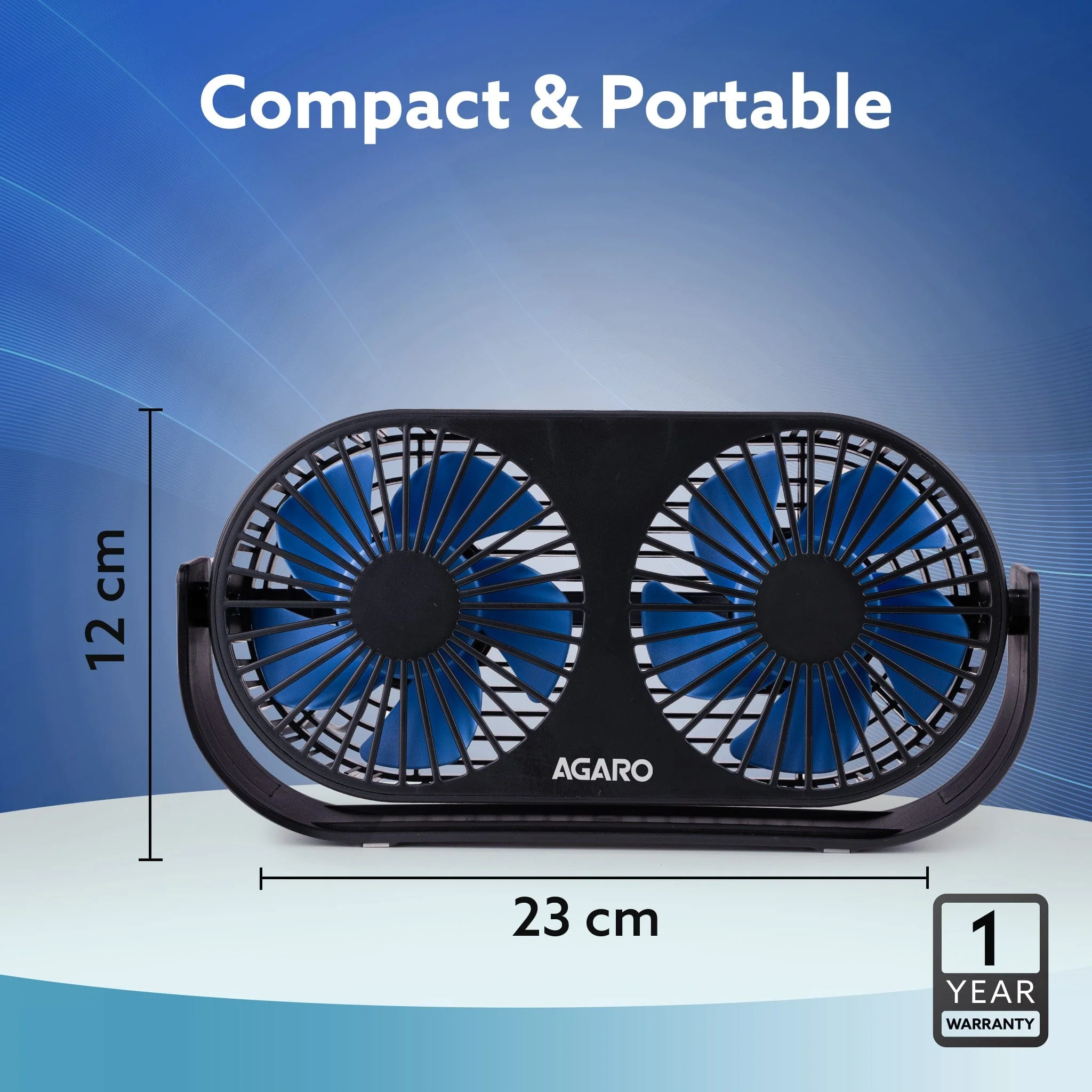 Signify USB Desk Twin Fan, Portable Dual Table Cooling Fan with 5 Blades & 3 Speed Option, USB Powered, Dual Mode, Ultra Quiet, Aromatherapy, Rotatable Table Desk Fan for Home, Office, Black - Image 7